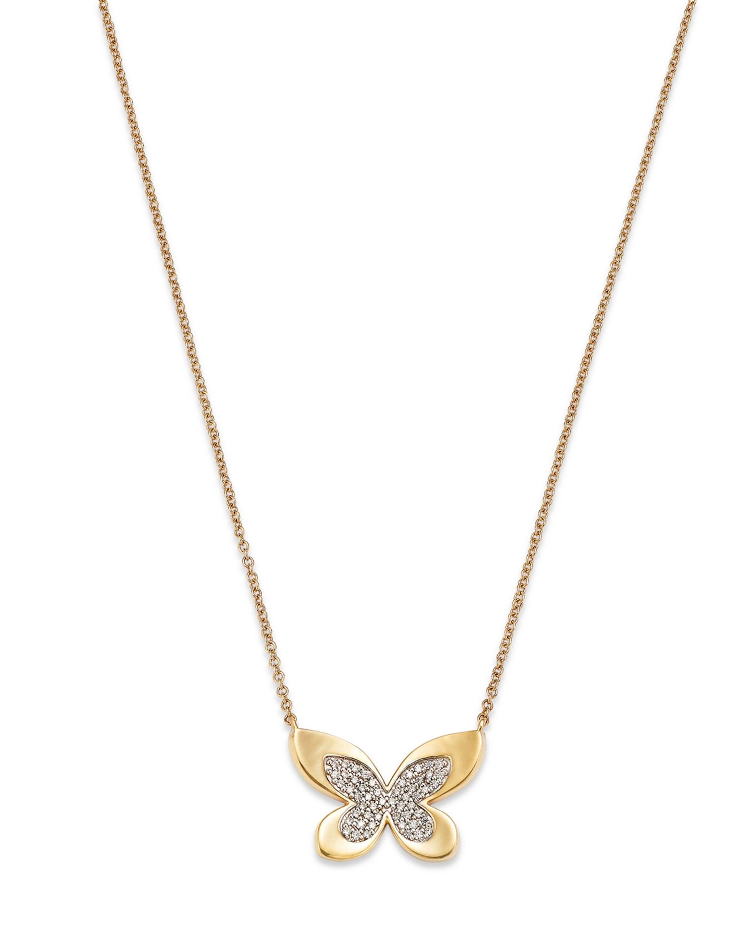 Diamond Butterfly Pendant Necklace in 14K Yellow Gold, 1.0 ct. t.w.