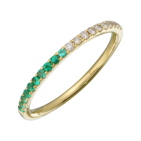 Gold Half Diamond Emerald Ring