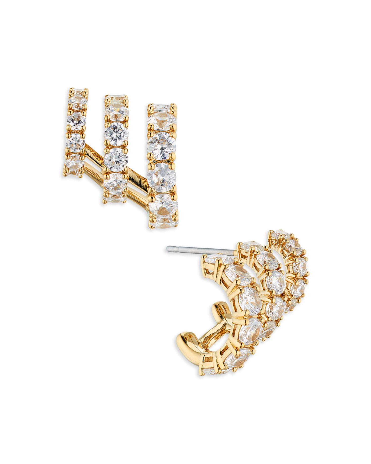Illusion Triple Hoop Earrings in 18K Gold Plated or Rhodium Plated