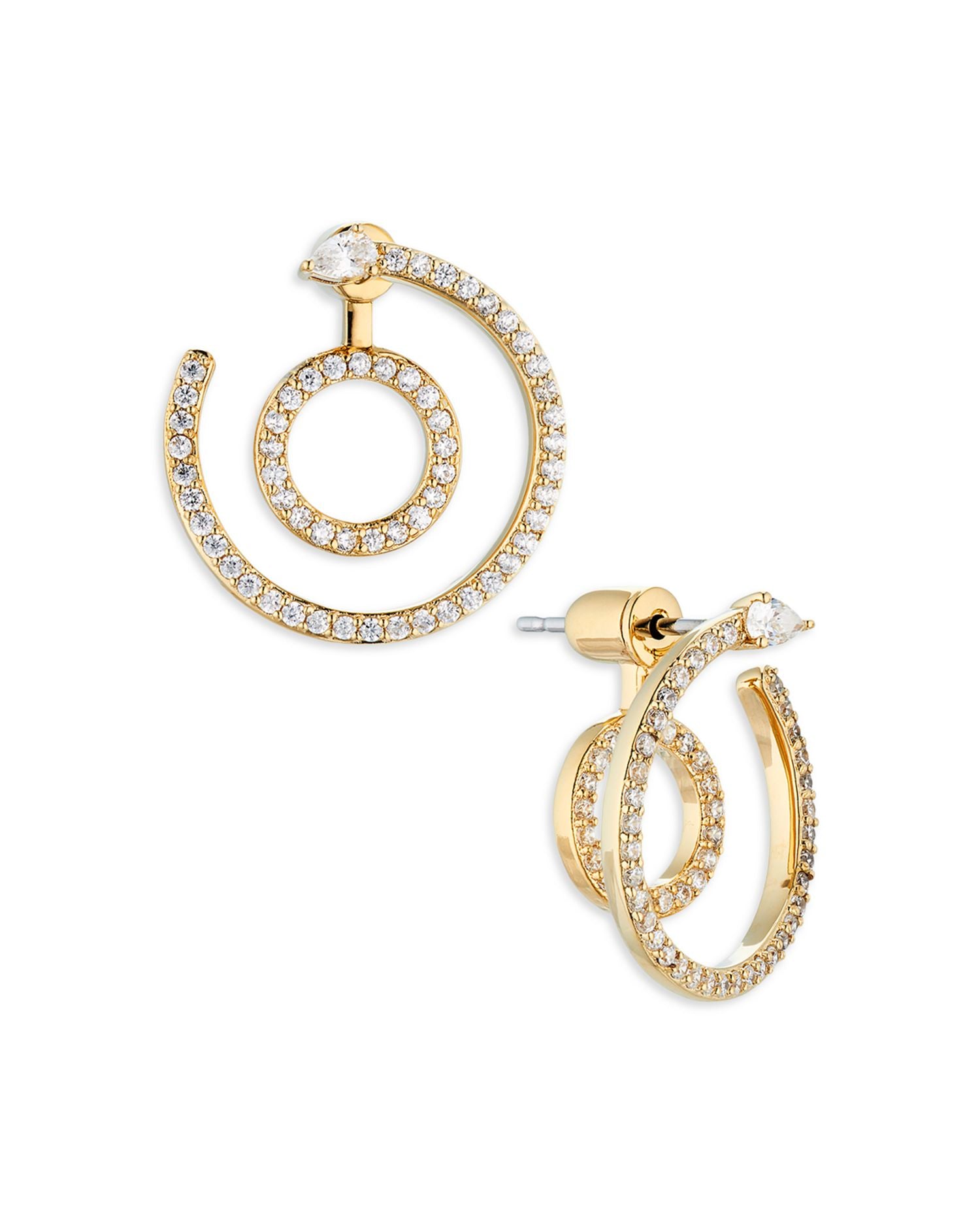 Illusion Front to Back Hoop Earrings in 18K Gold Plated or Rhodium Plated