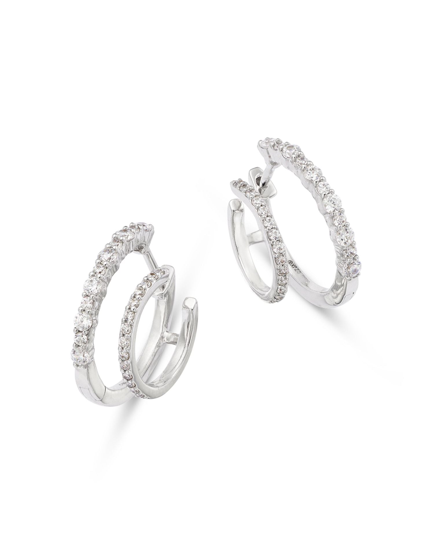 Diamond Double Row Hoop Earrings in 14K White Gold, 0.50 ct. t.w.