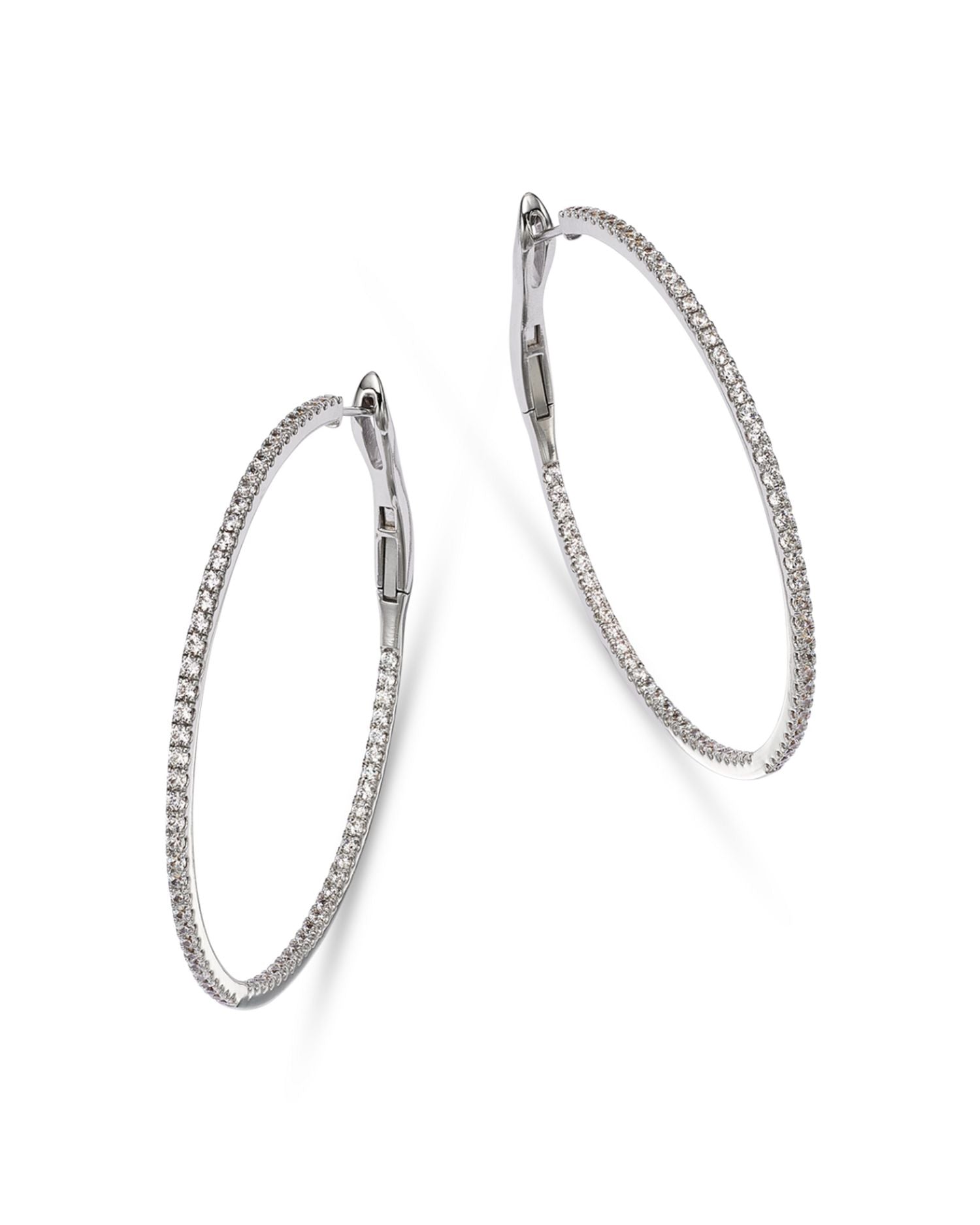 Diamond Inside Out Large Hoop Earrings in 14K White Gold, 3.0 ct. t.w.
