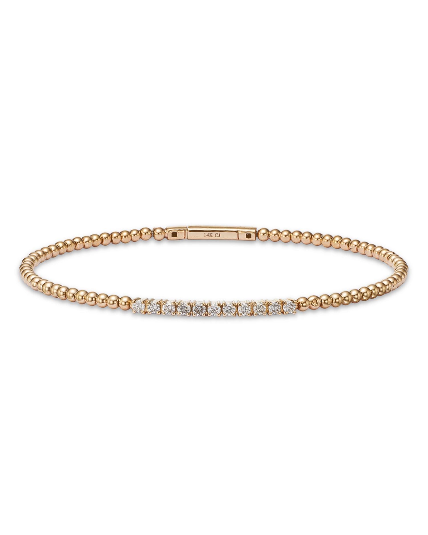 Diamond Station Bangle Bracelet in 14K Yellow Gold, 0.45 ct. t.w.