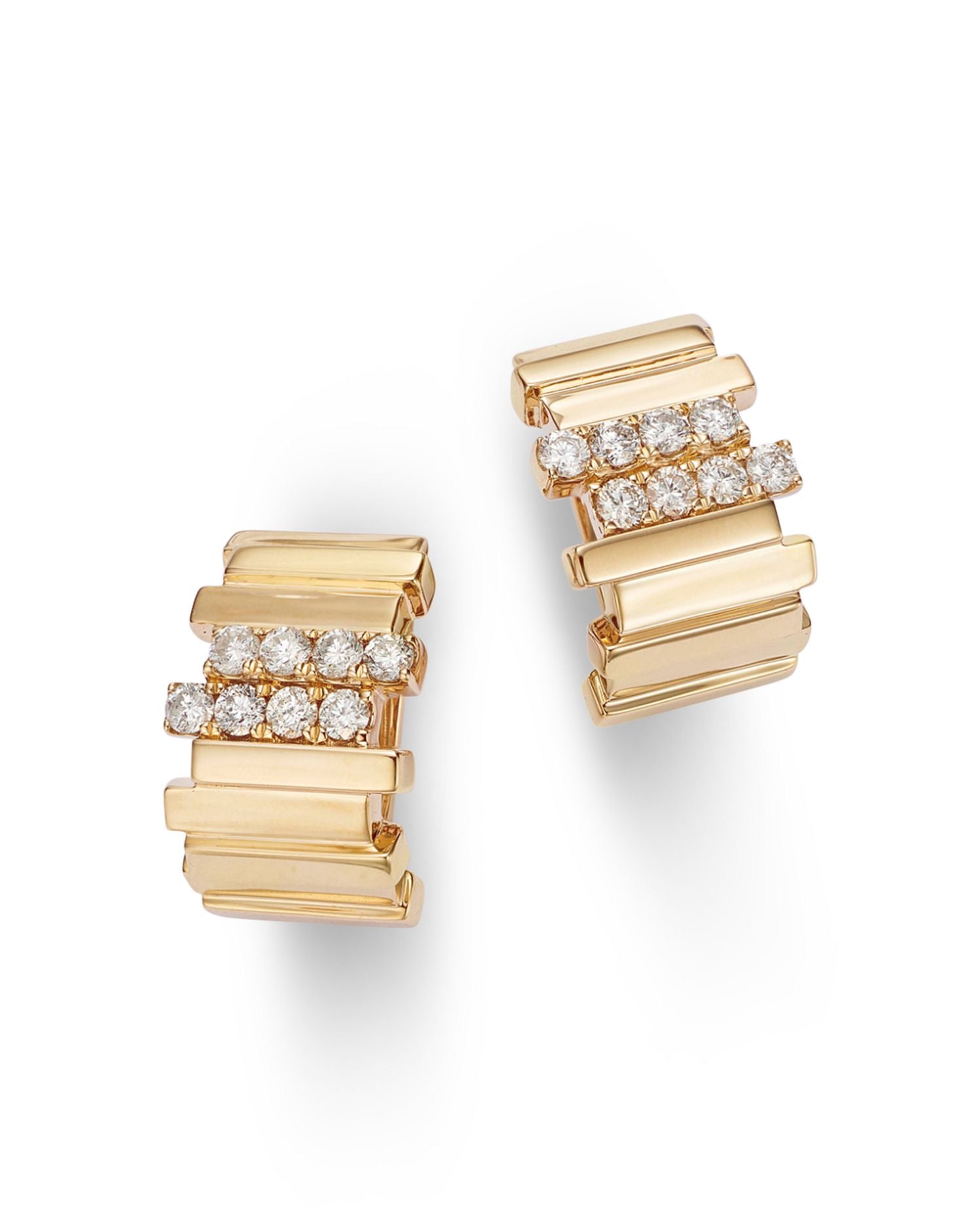 Diamond Asymmetrical Bar Hoop Earrings in 14K Yellow Gold, 0.58 ct. t.w.