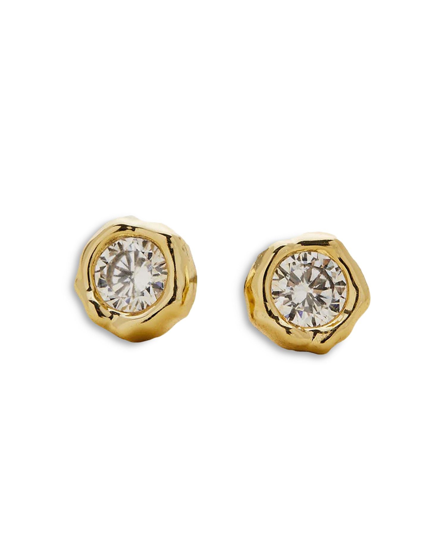 Molten Bezel Stud Earrings in 14K Gold Plated