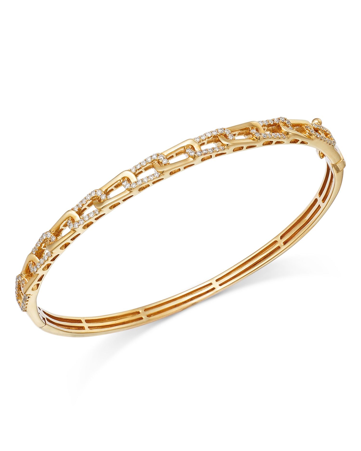 Diamond Chain Link Bangle Bracelet in 14K Yellow Gold, 0.54 ct. t.w.