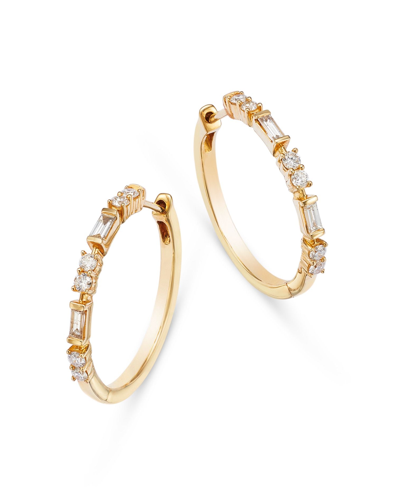 Diamond Hoop Earring in 14K Yellow Gold, 0.48 ct.t.w.
