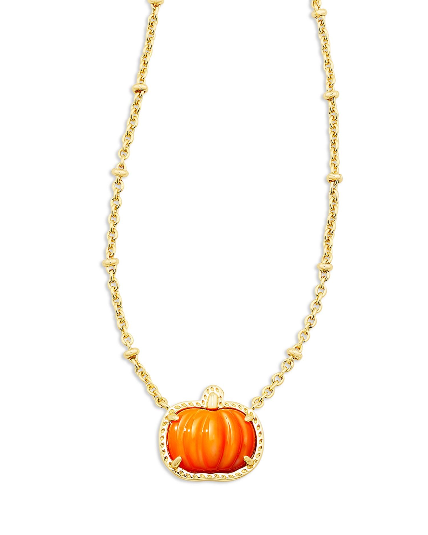 Pumpkin Short Pendant Necklace in 14K Gold Plated, 19'