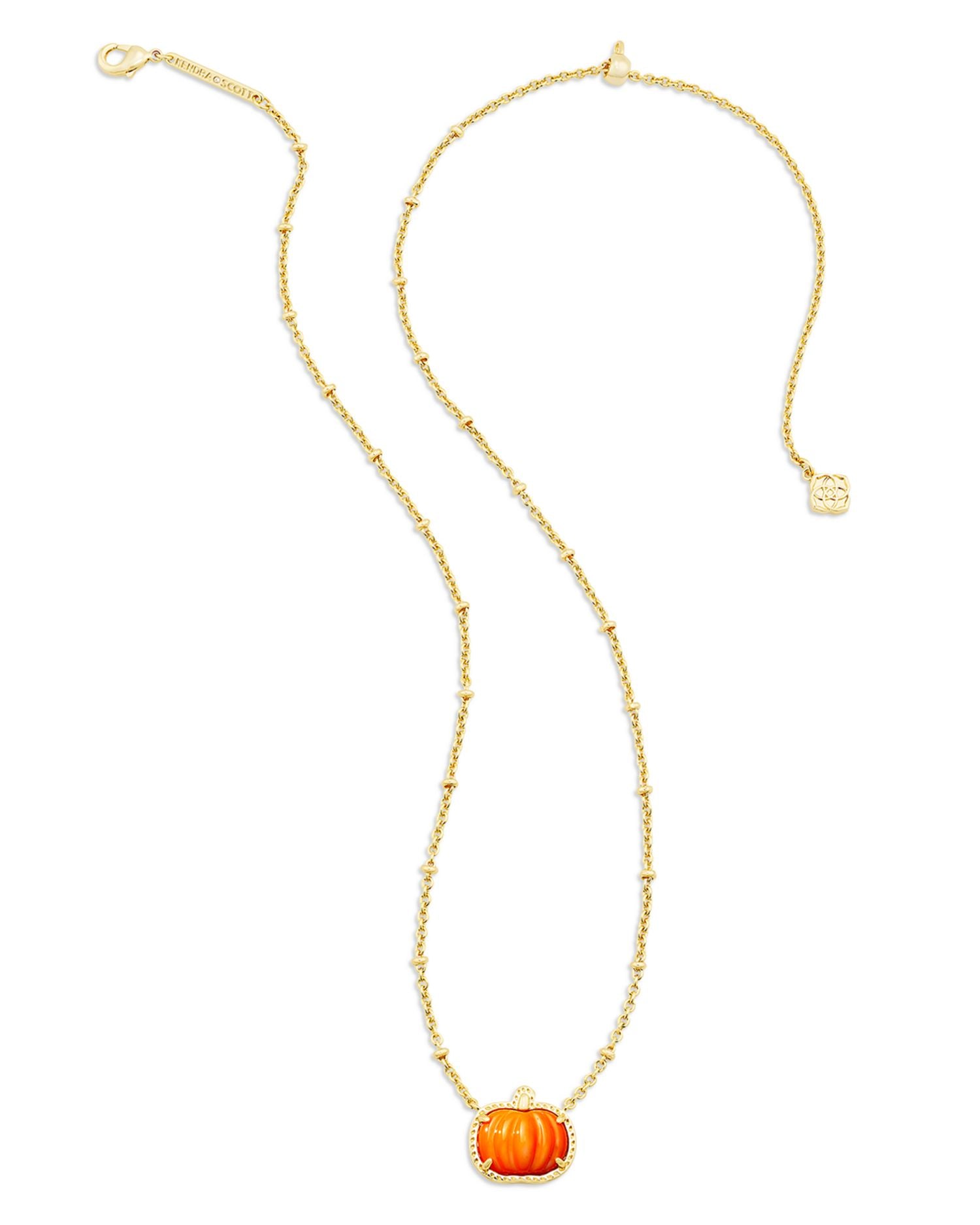 Pumpkin Short Pendant Necklace in 14K Gold Plated, 19'
