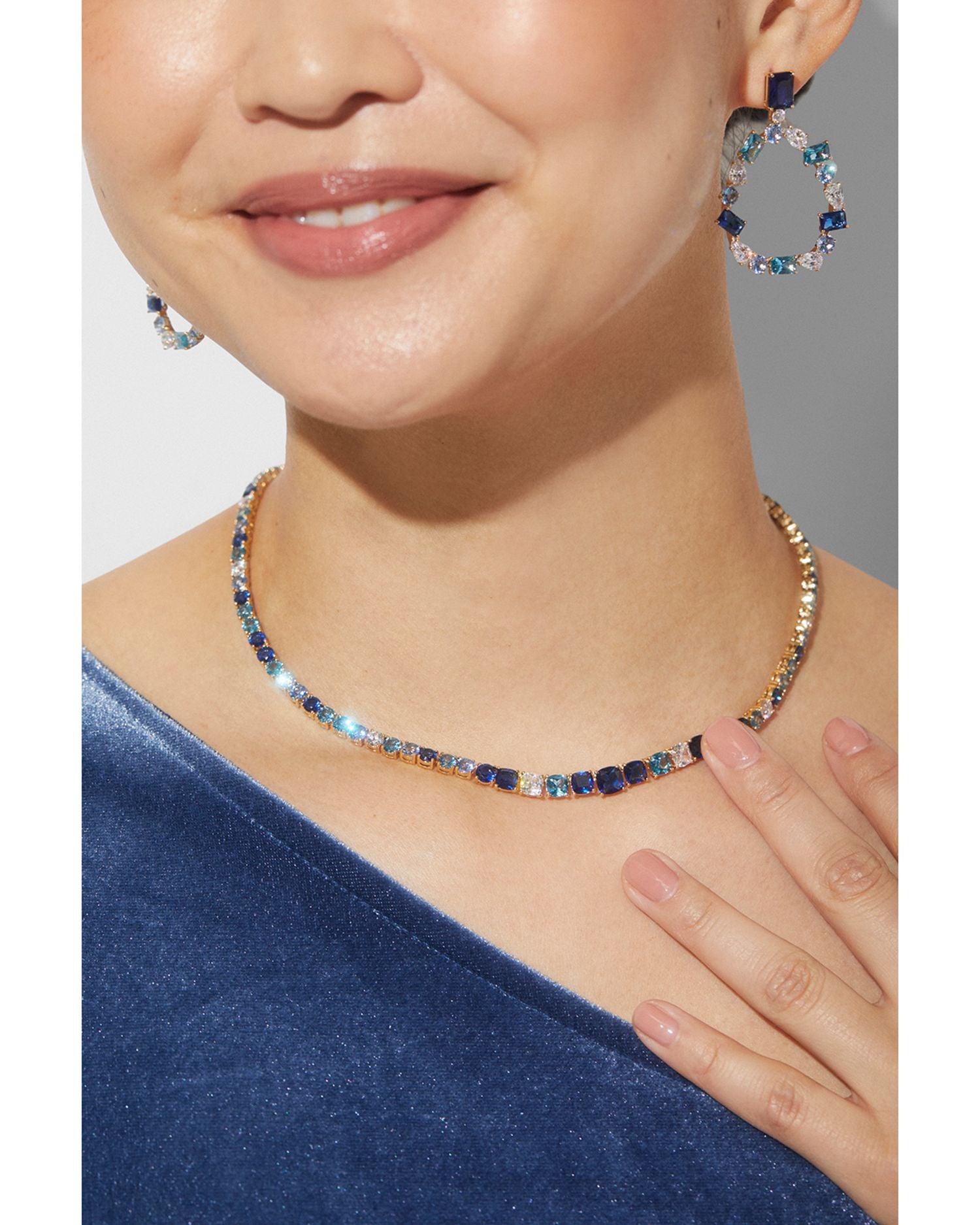 Rockstars Mixed Stone Collar Necklace in 18K Gold Plated, 16"