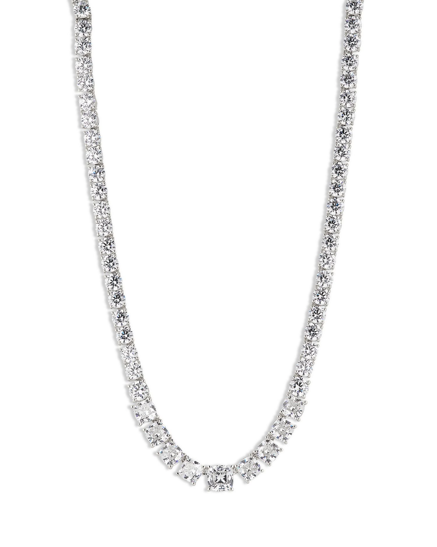 Rockstars Cubic Zirconia Collar Necklace in Rhodium Plated, 16"