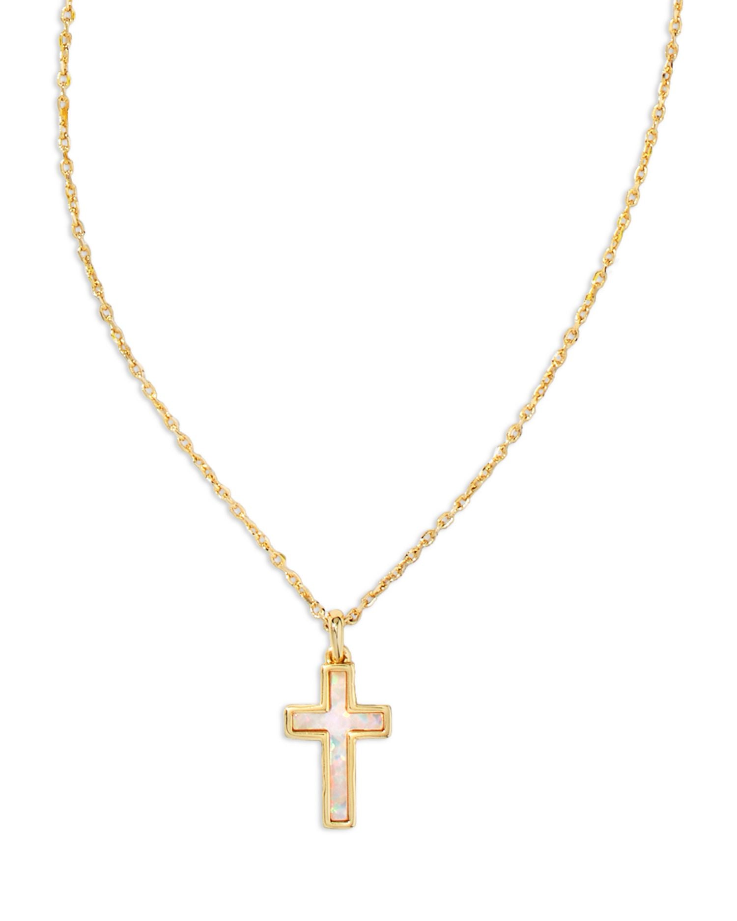 Cross Pendant Necklace in 14K Gold Pated, 19'