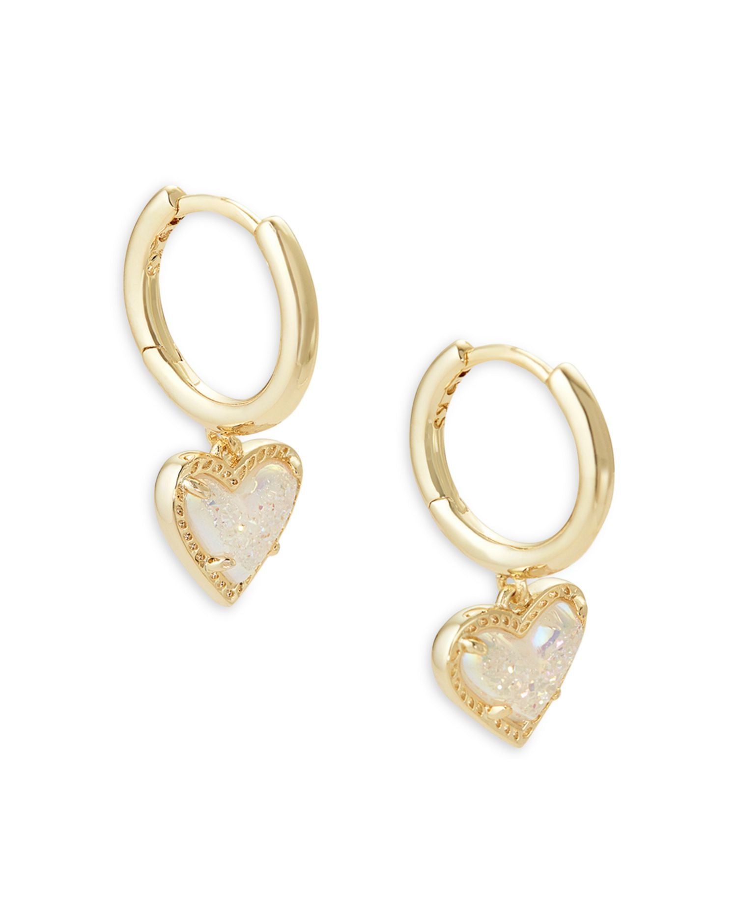 Ari Heart Drop Huggie Hoop Earrings