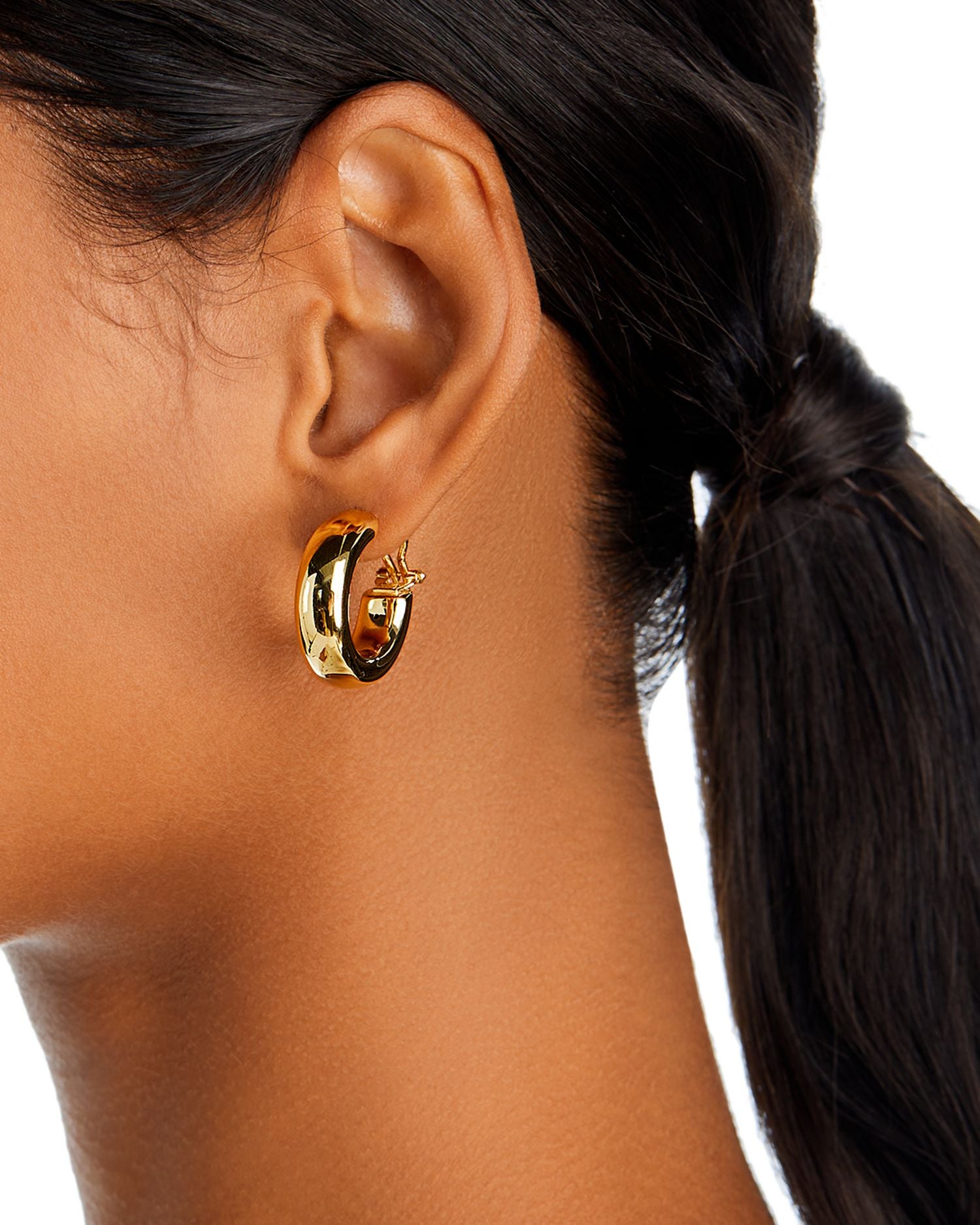 Polished Wide Hoop Earrings in 14K Yellow Gold