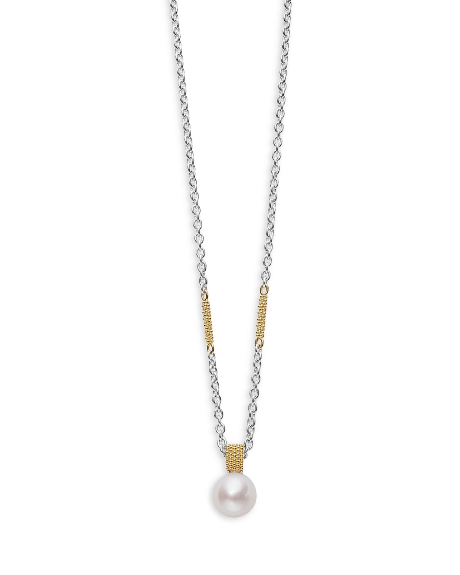 18K Yellow Gold & Sterling Silver Luna Cultured Freshwater Pearl Pendant Necklace, 16-18'