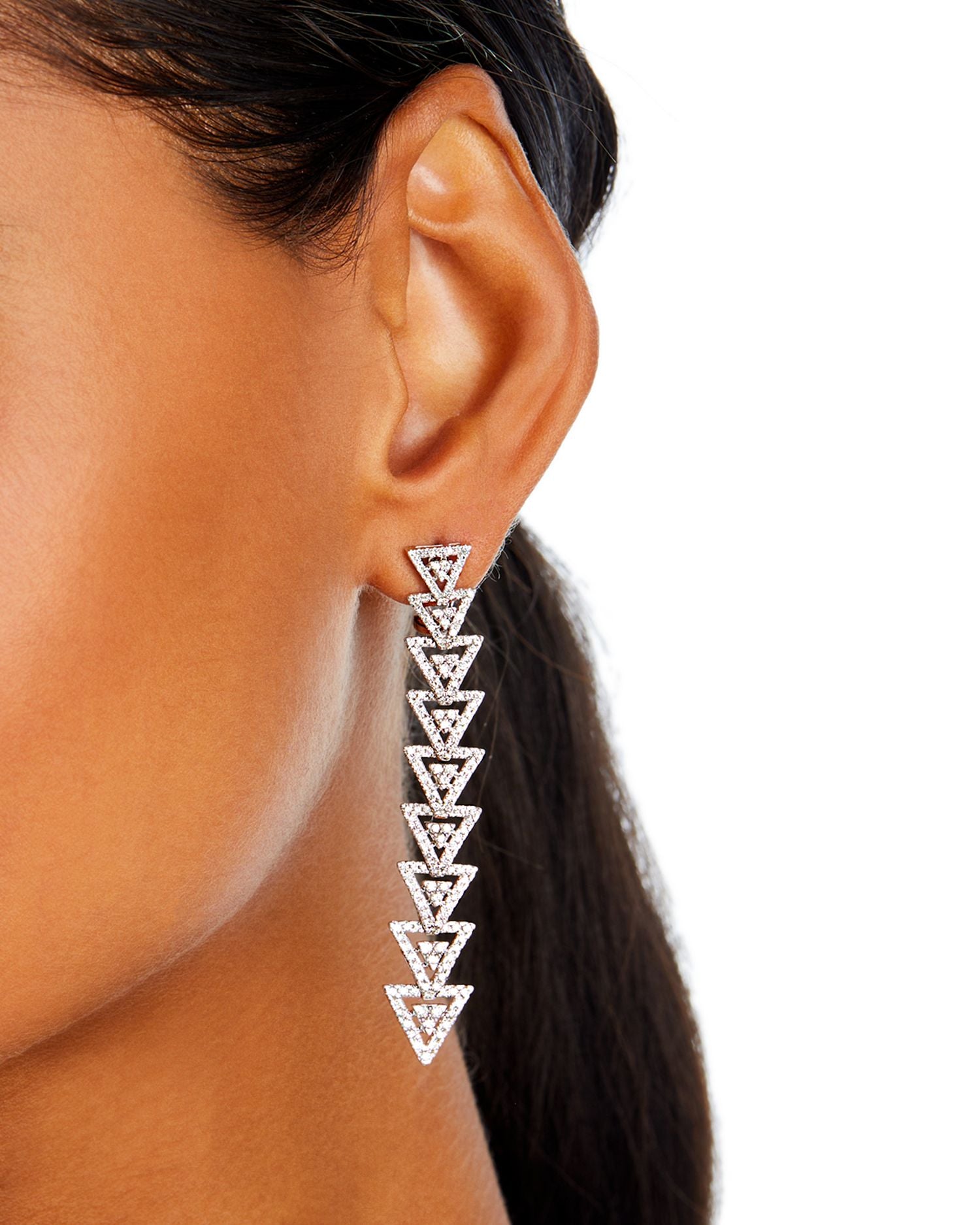 Diamond Triangle Drop Earrings in 14K White Gold, 2.50 ct. t.w.