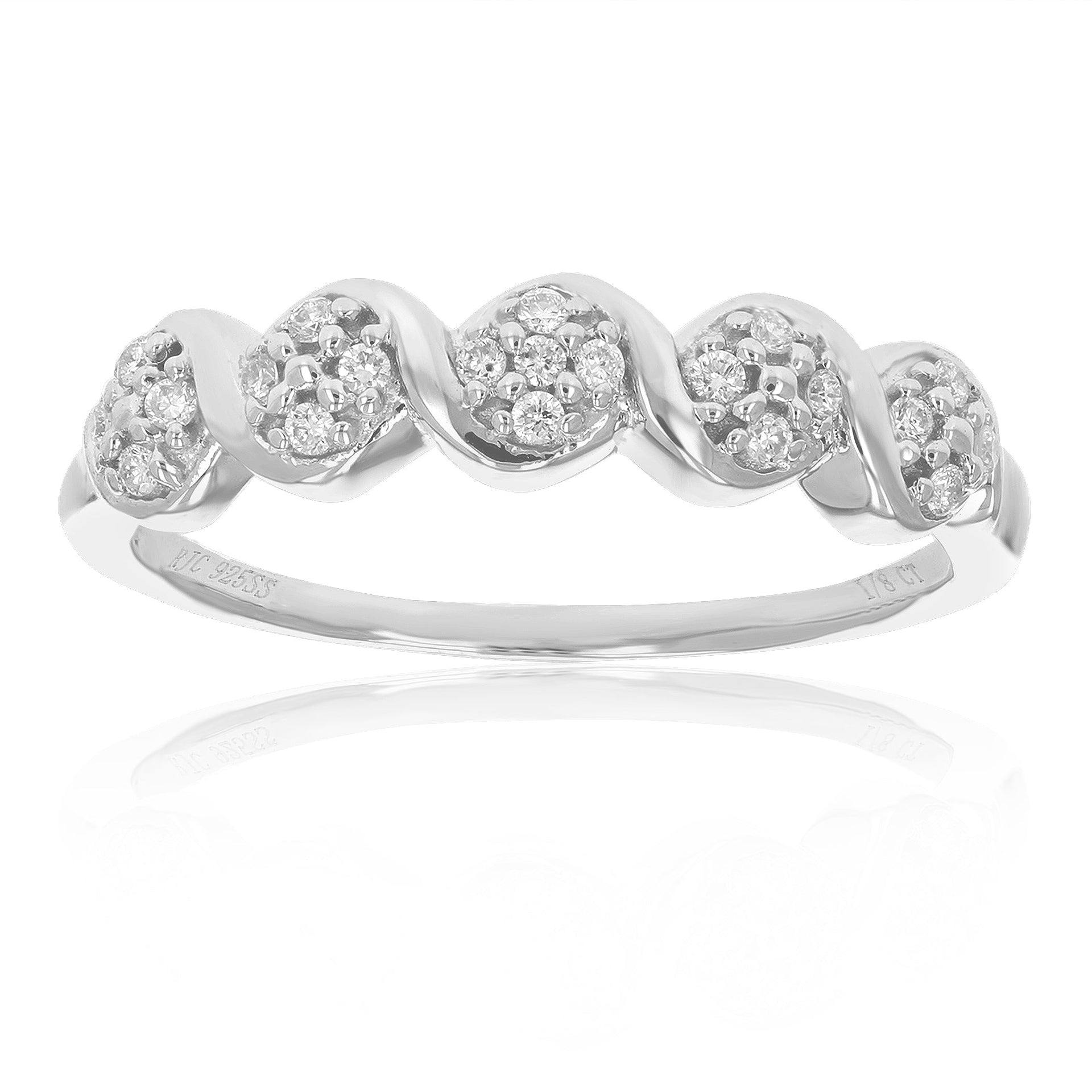 1/8 cttw Round Cut Lab Grown Diamond Engagement Ring .925 Sterling Silver Prong Set