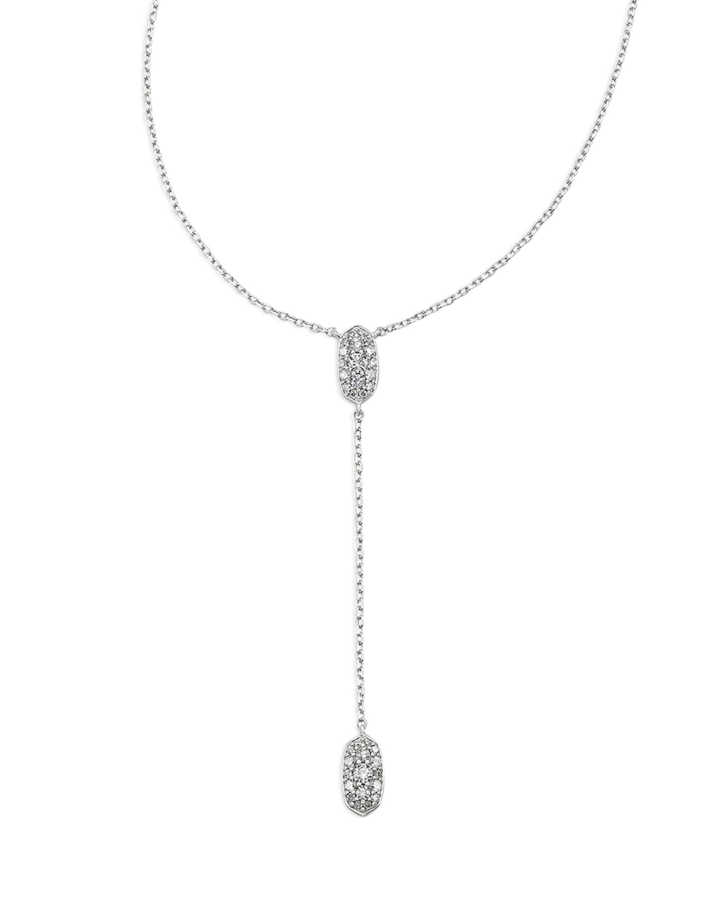 Grayson Oval Pavé Lariat Necklace, 19"