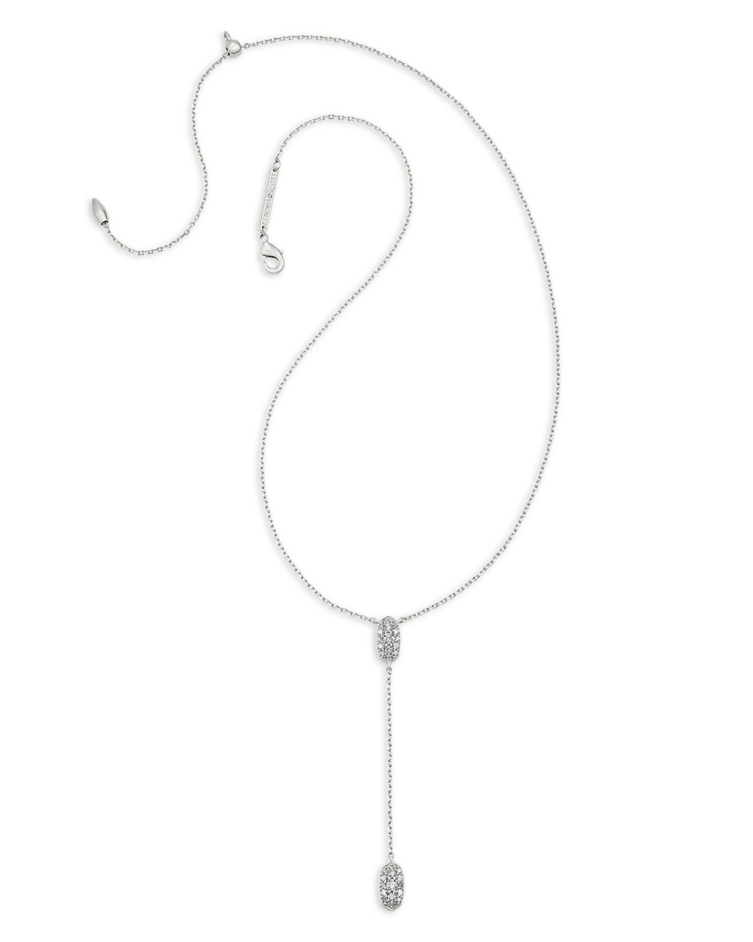 Grayson Oval Pavé Lariat Necklace, 19"