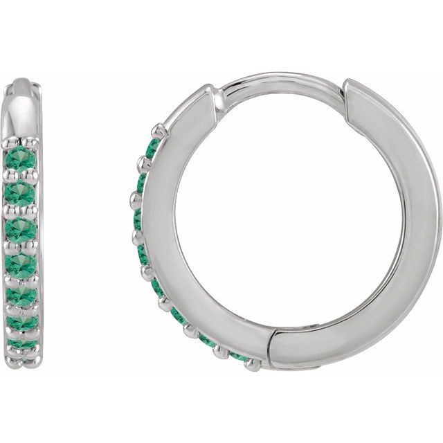 Emerald-Cut Lab-grown Diamond Hoop Earrings in 14K White Gold