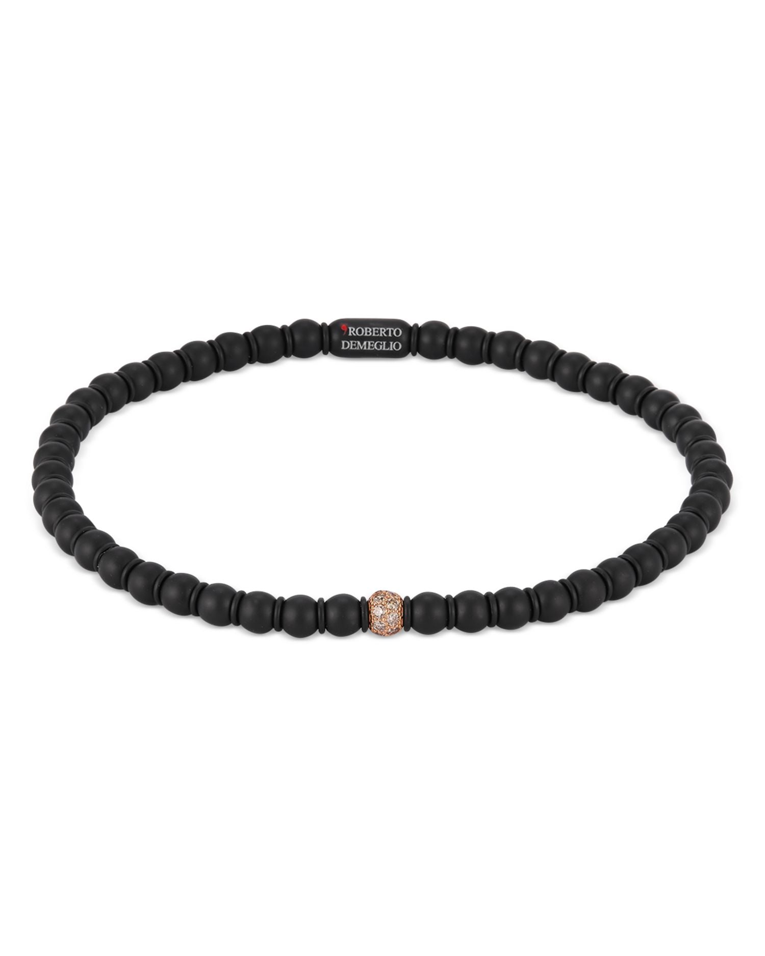 18K Rose Gold & Black Ceramic Champagne Diamond Stretch Bracelet