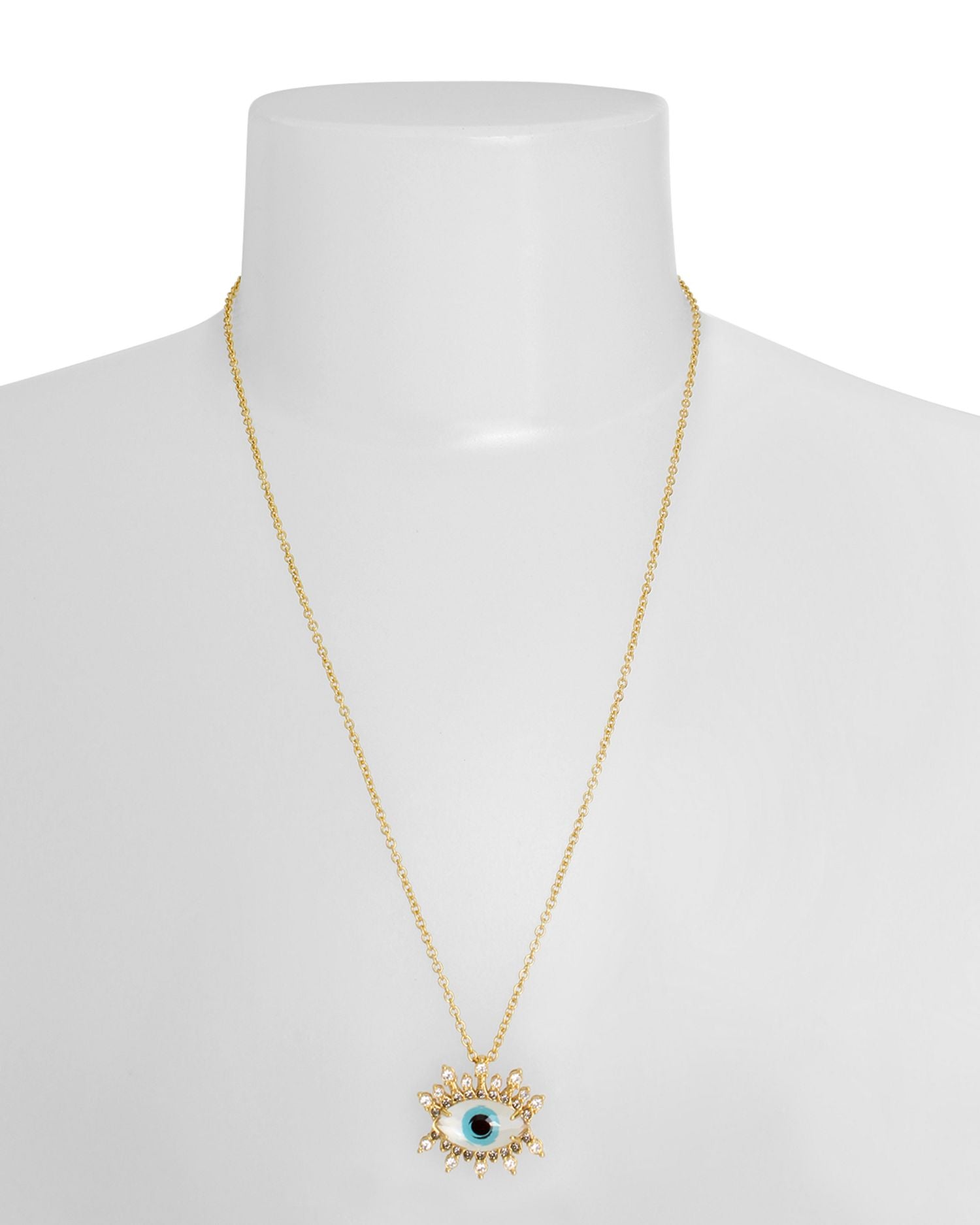 Faceted Evil Eye Pendant Necklace, 22'