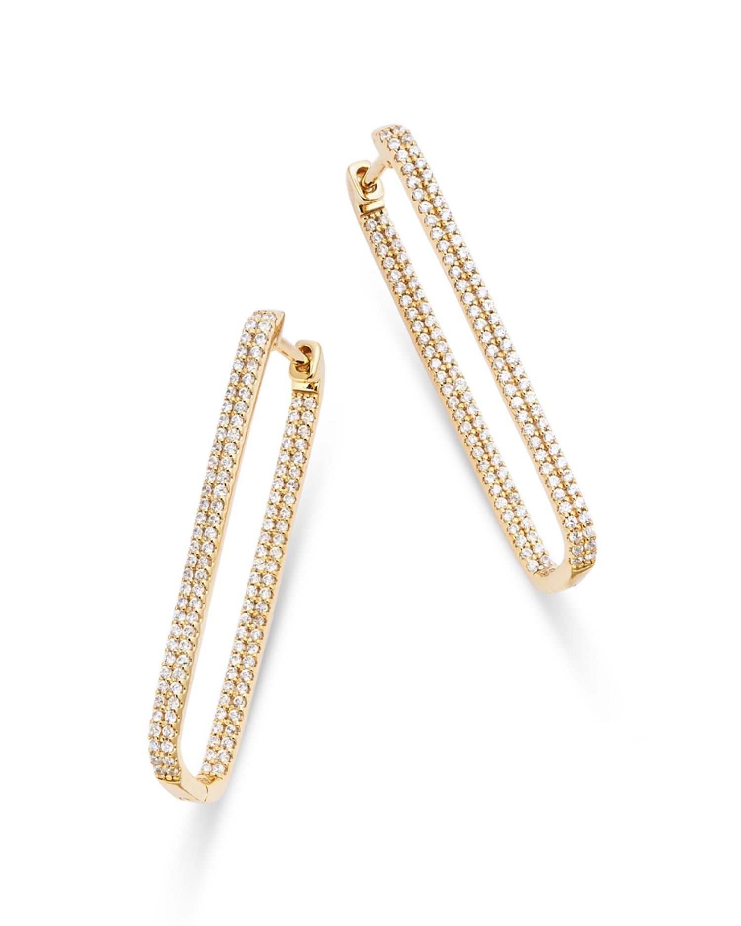 Diamond Geometric Hoop Earrings in 14K Yellow Gold, 1.0 ct. t.w.