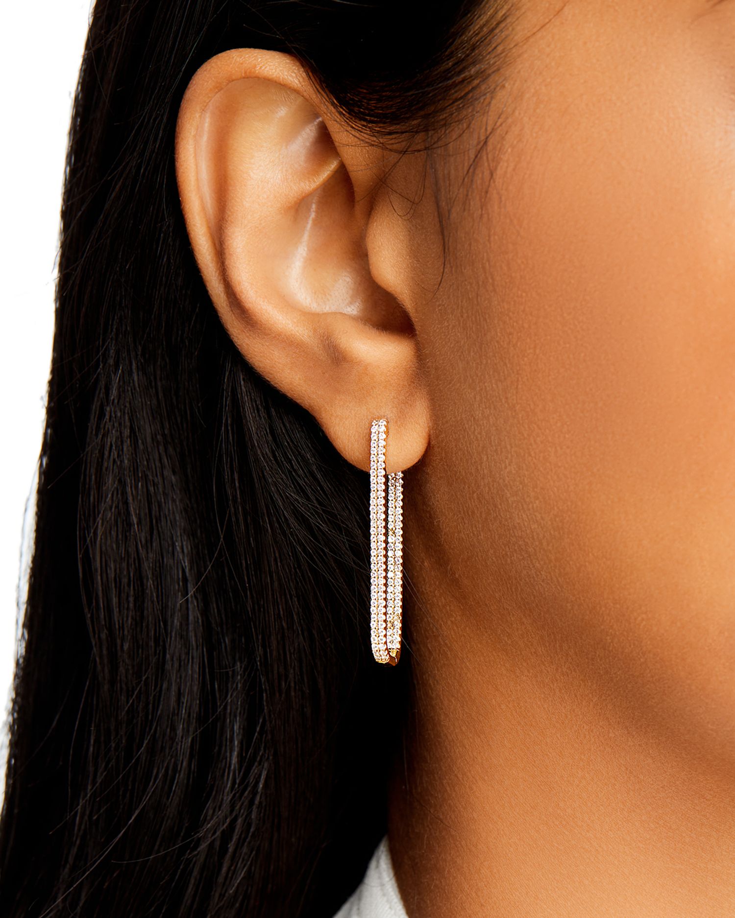 Diamond Geometric Hoop Earrings in 14K Yellow Gold, 1.0 ct. t.w.