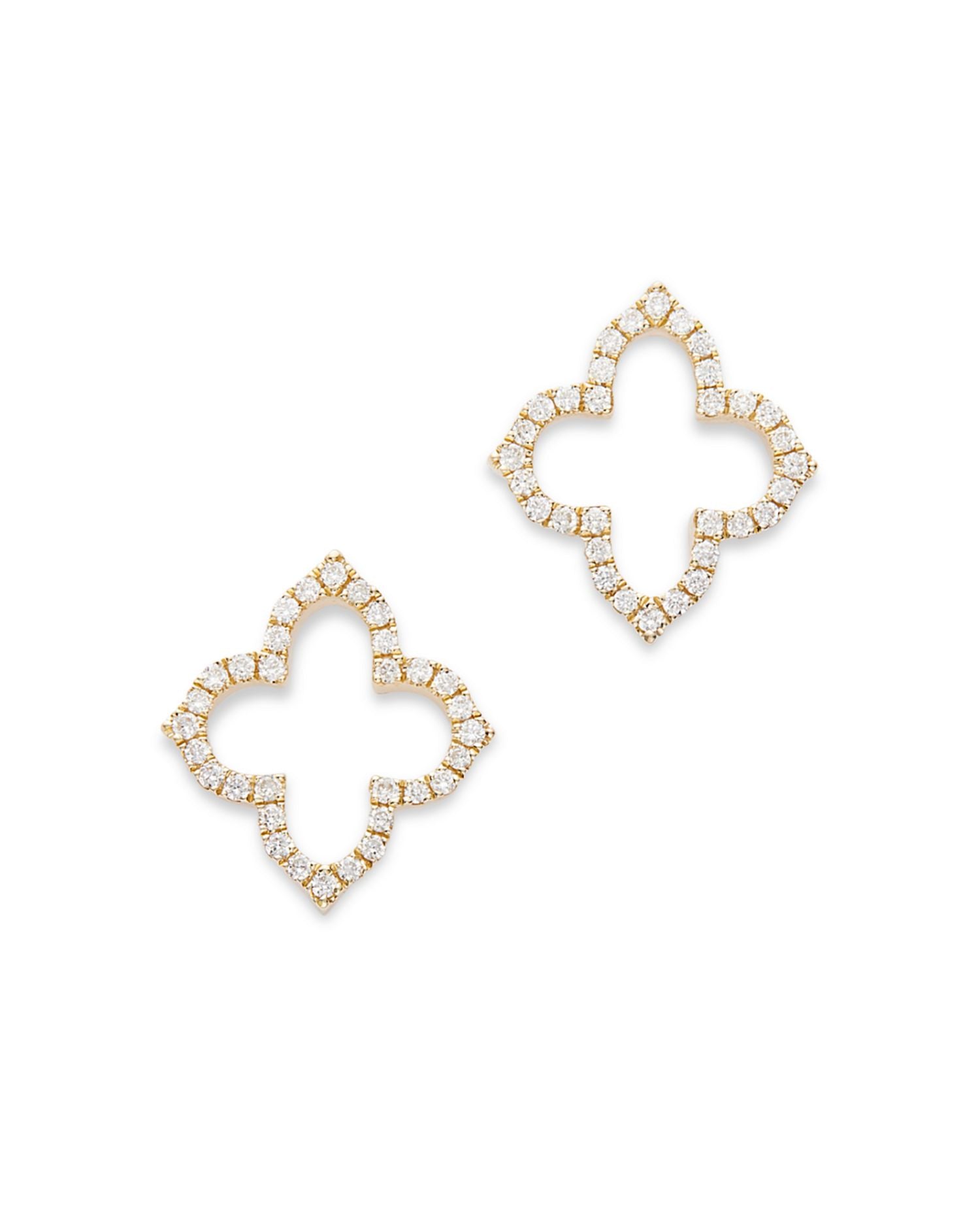 Diamond Clover Stud Earrings in 14K Yellow Gold, 0.20 ct. t.w.
