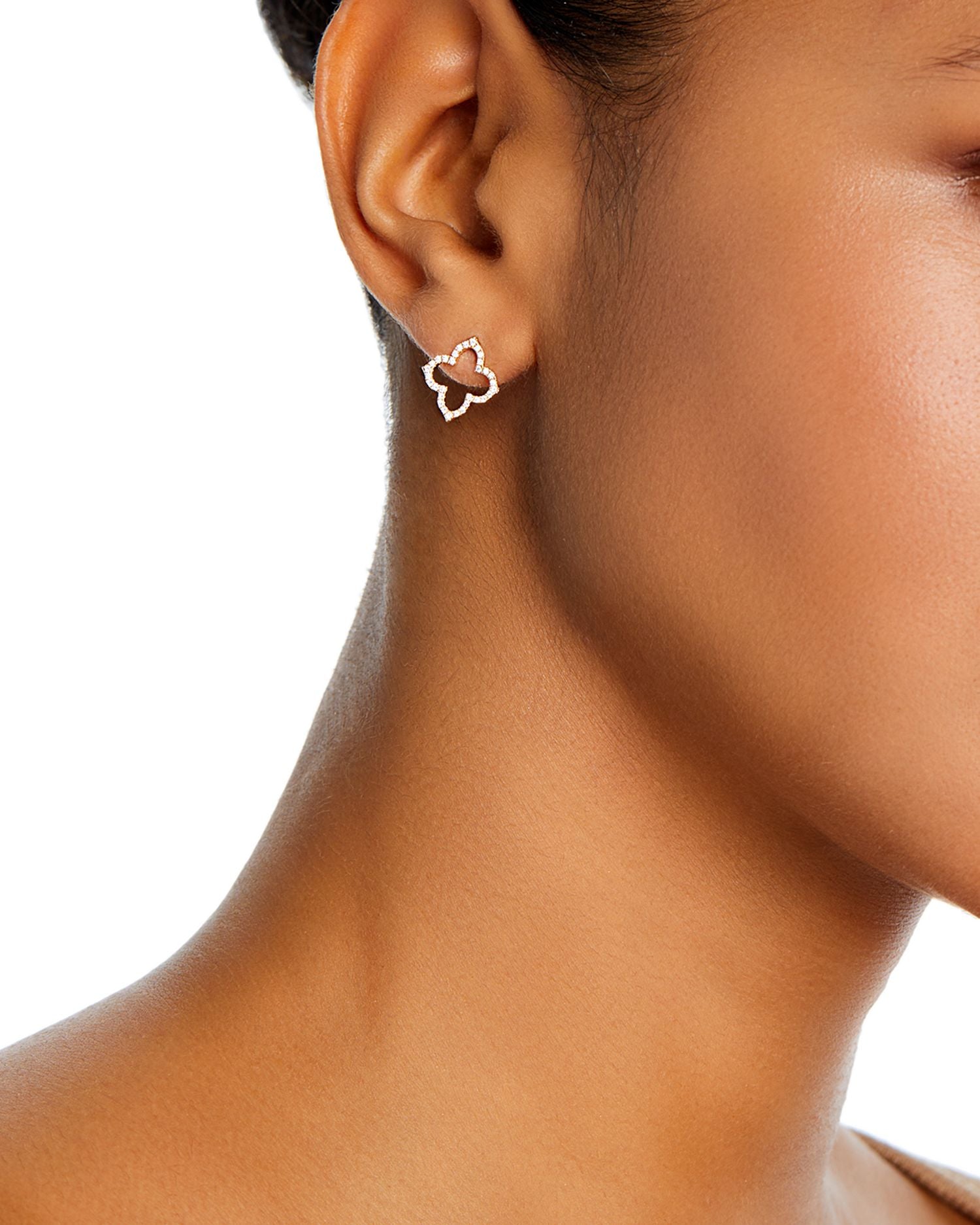 Diamond Clover Stud Earrings in 14K Yellow Gold, 0.20 ct. t.w.