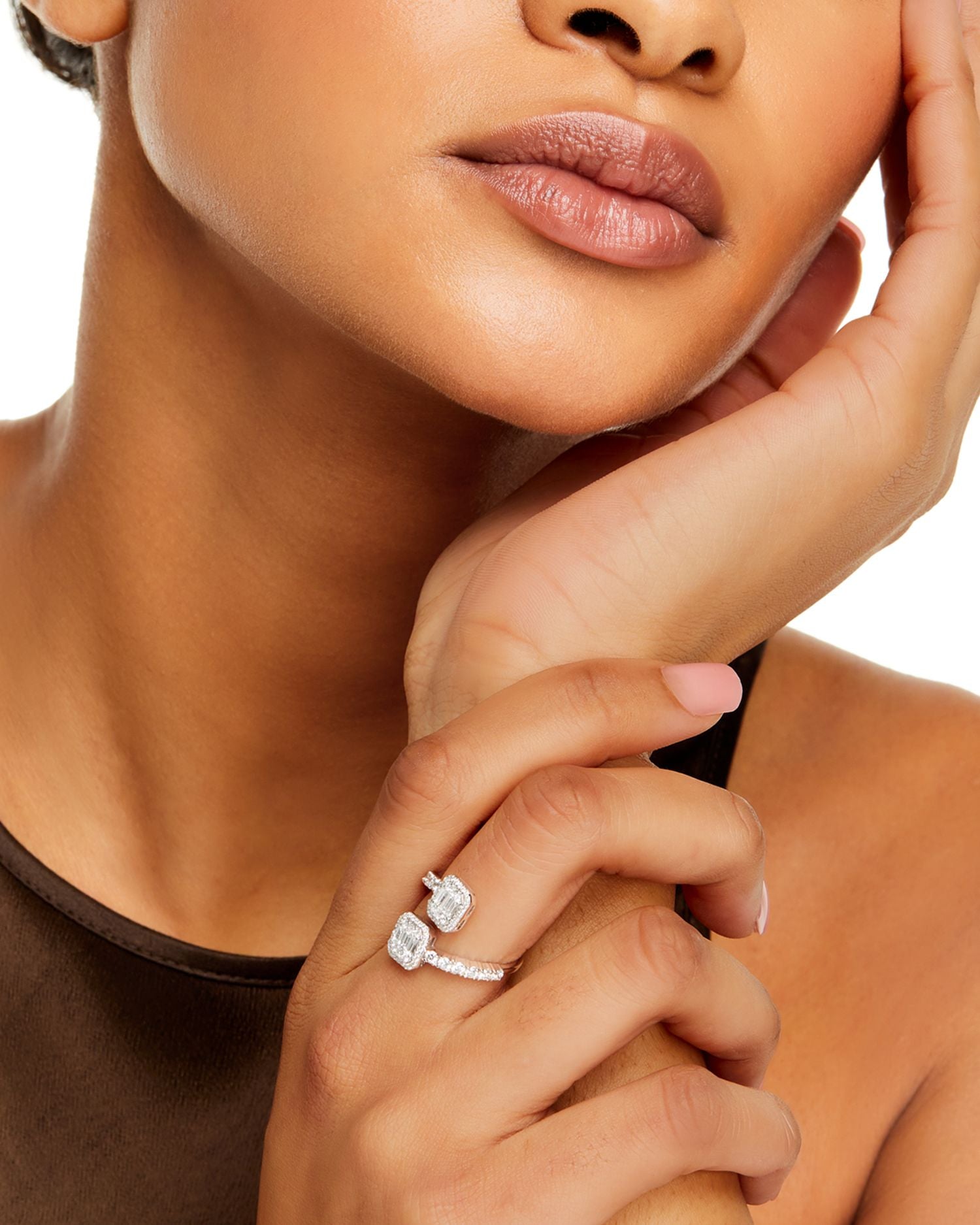 Diamond Multi Cut Bypass Ring 14K White Gold, 1.0 ct. t.w.