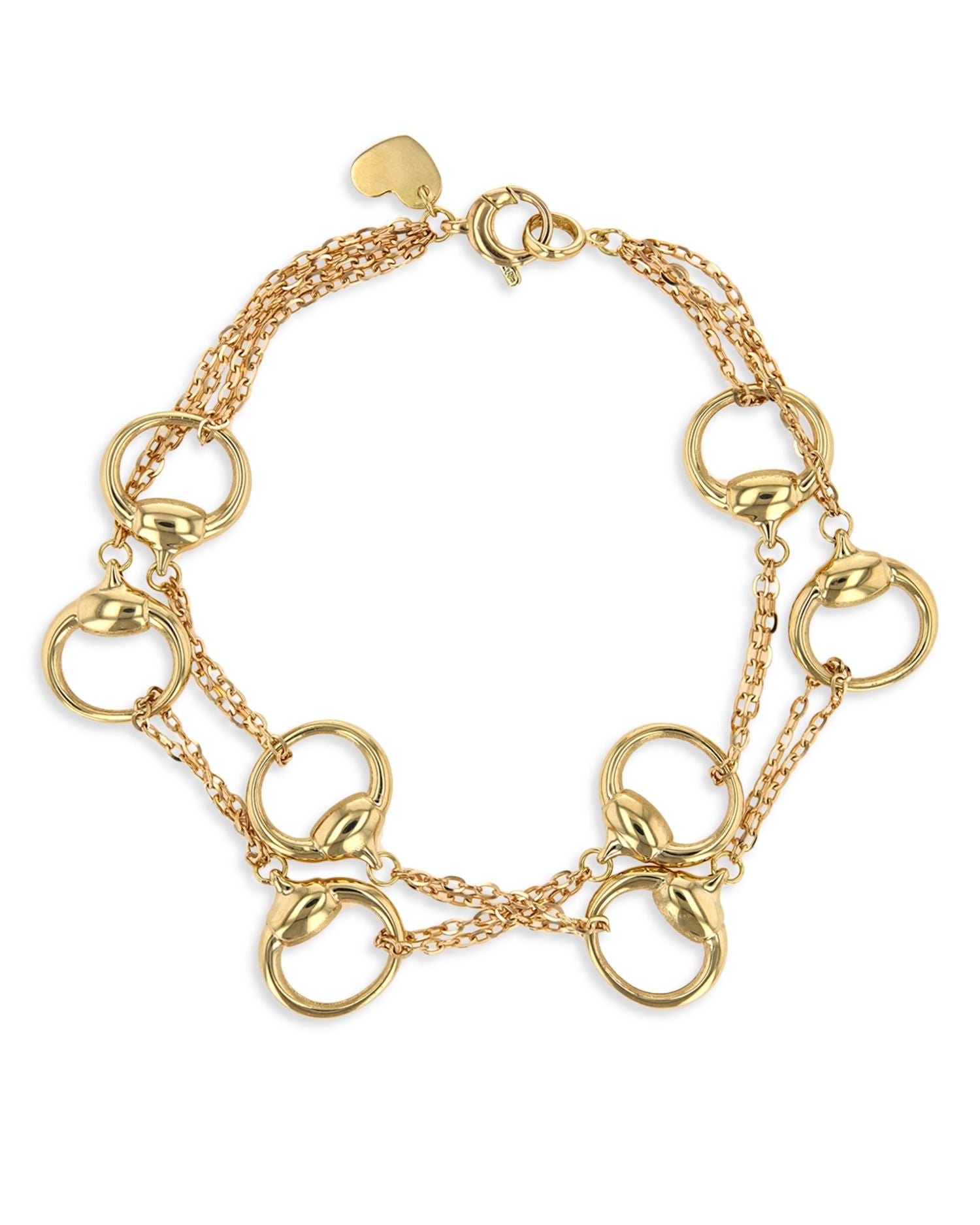 18K Yellow Gold Via Caneva Double Strand Horsebit Link Bracelet