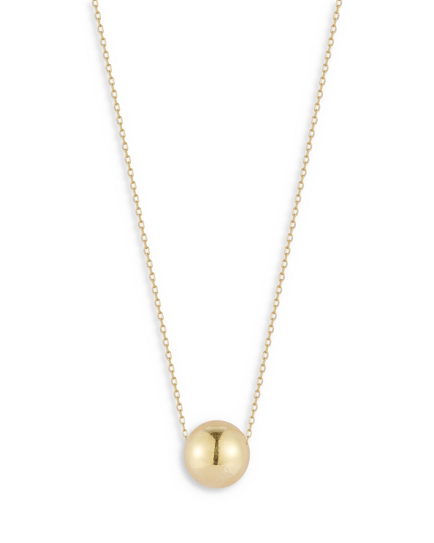 14K Yellow Gold Polished Ball Pendant Necklace, 16'