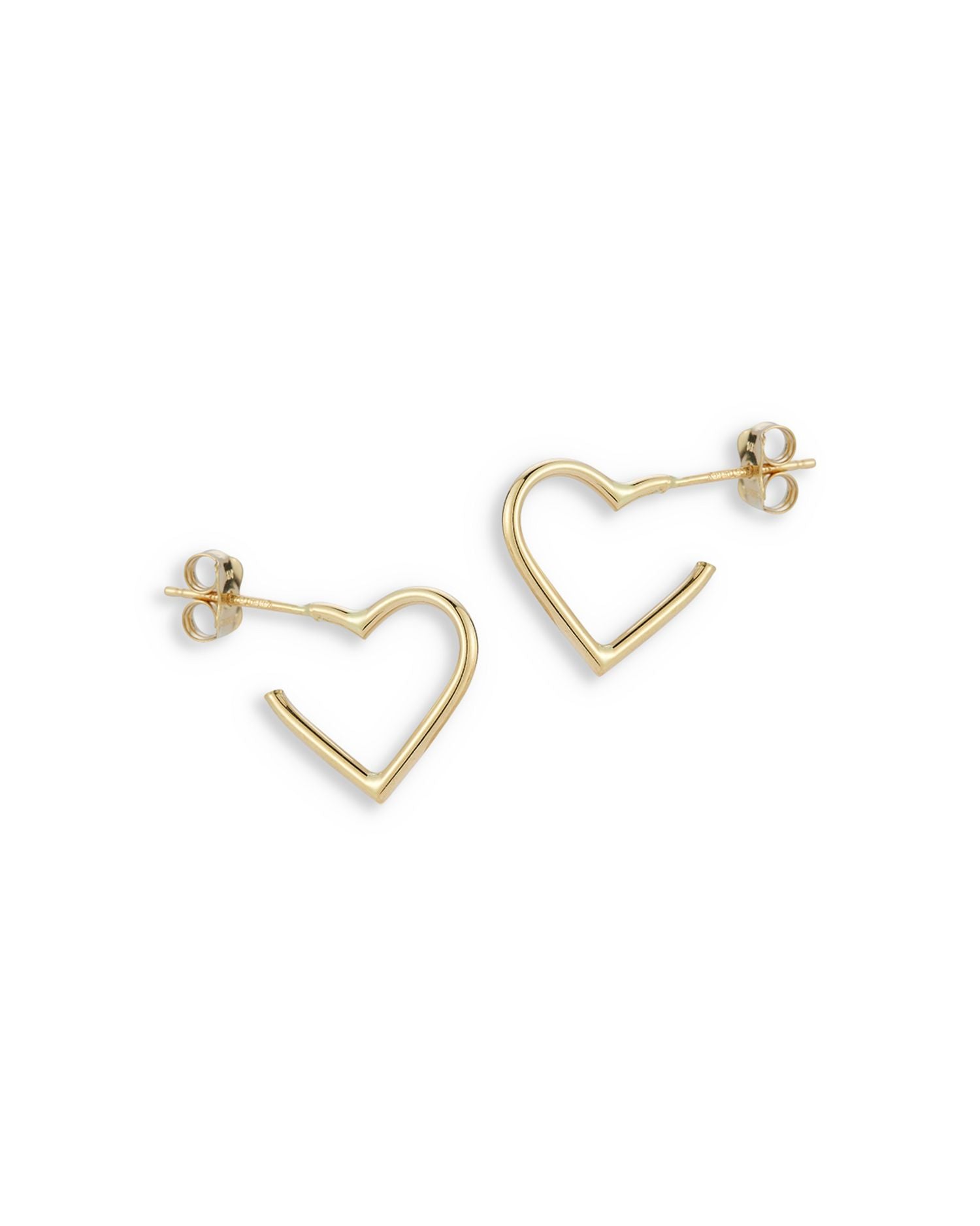 14K Yellow Gold Small Heart Hoop Earrings