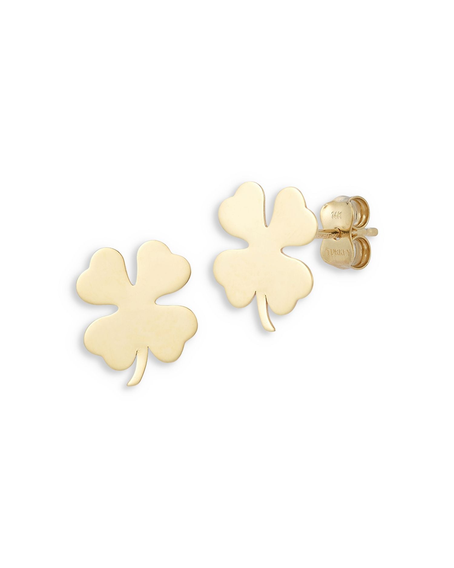 14K Yellow Gold Statement Clover Stud Earrings