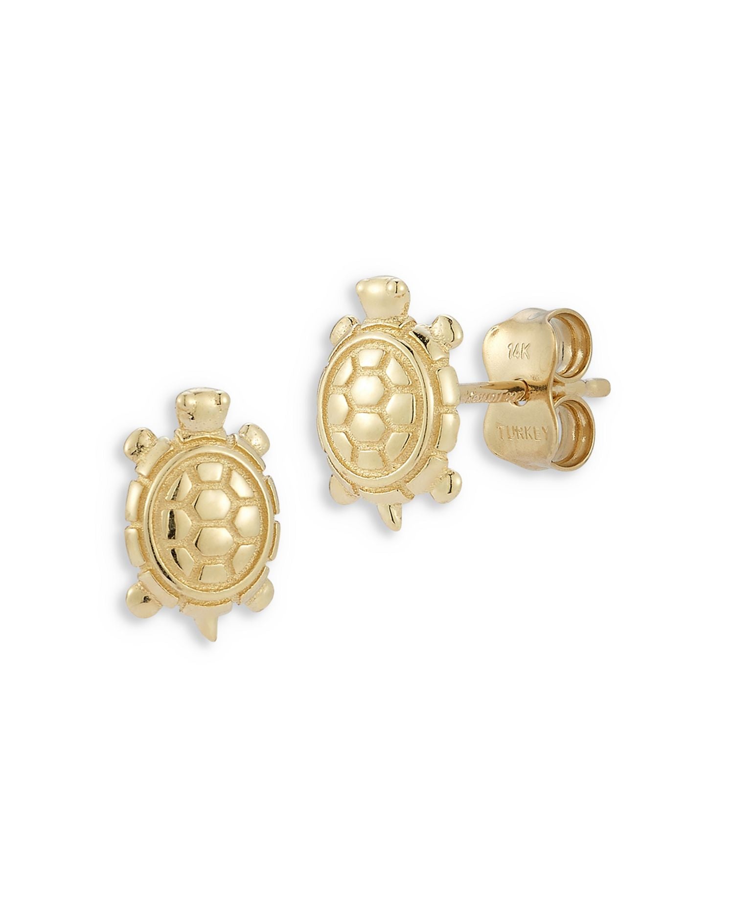 14K Yellow Gold Turtle Stud Earrings