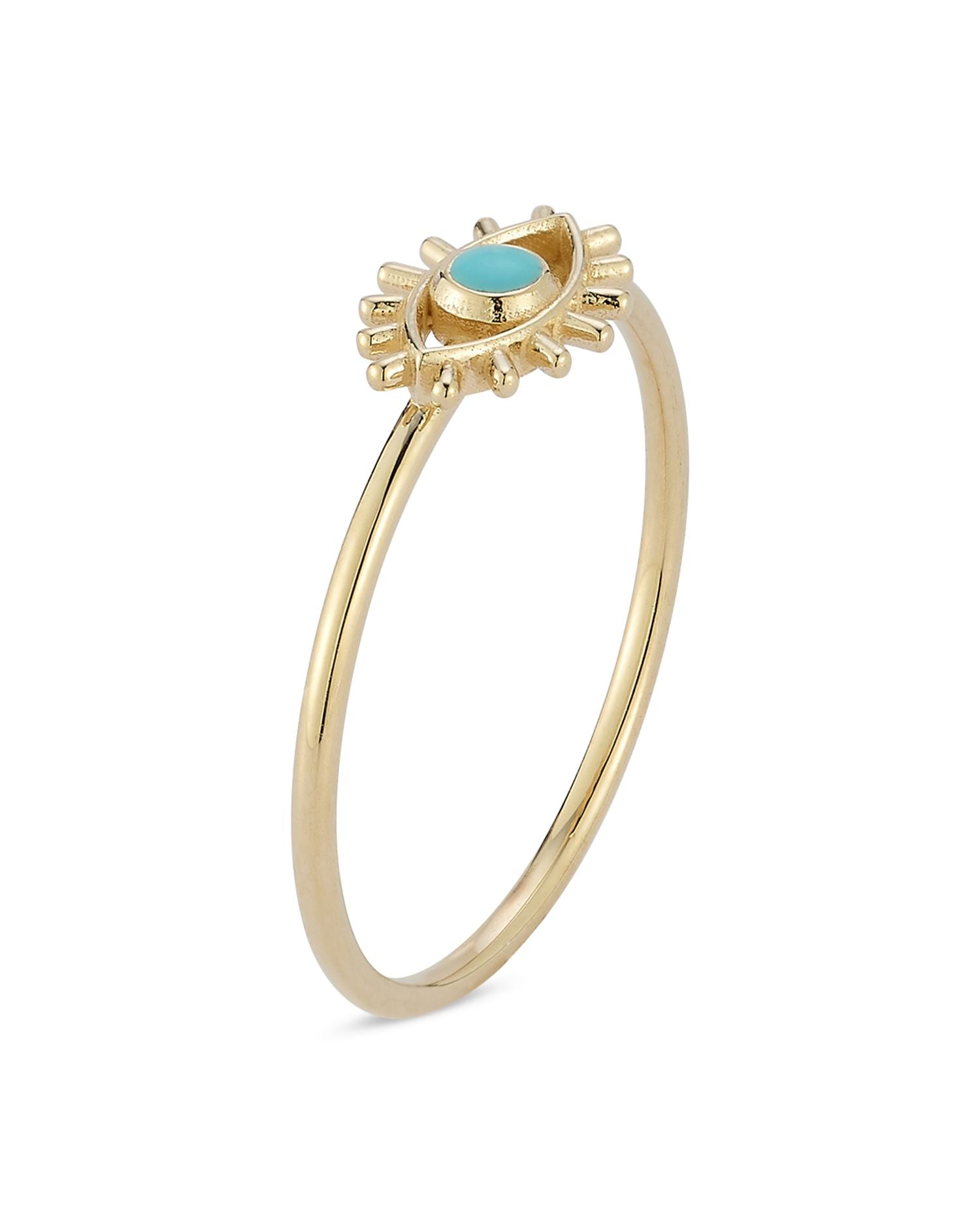 14K Yellow Gold Turquoise Eye Ring