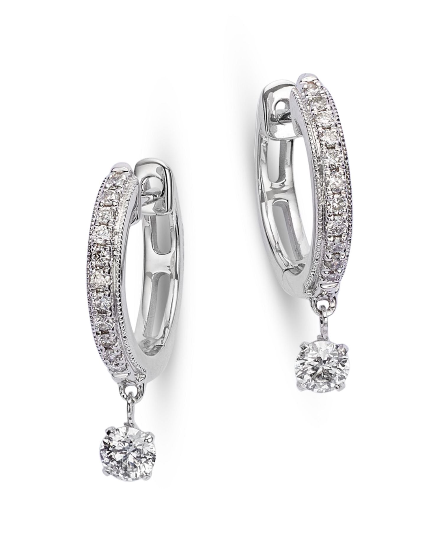 Diamond Dangle Hoop Earrings in 14K White Gold, 0.42 ct. t.w.
