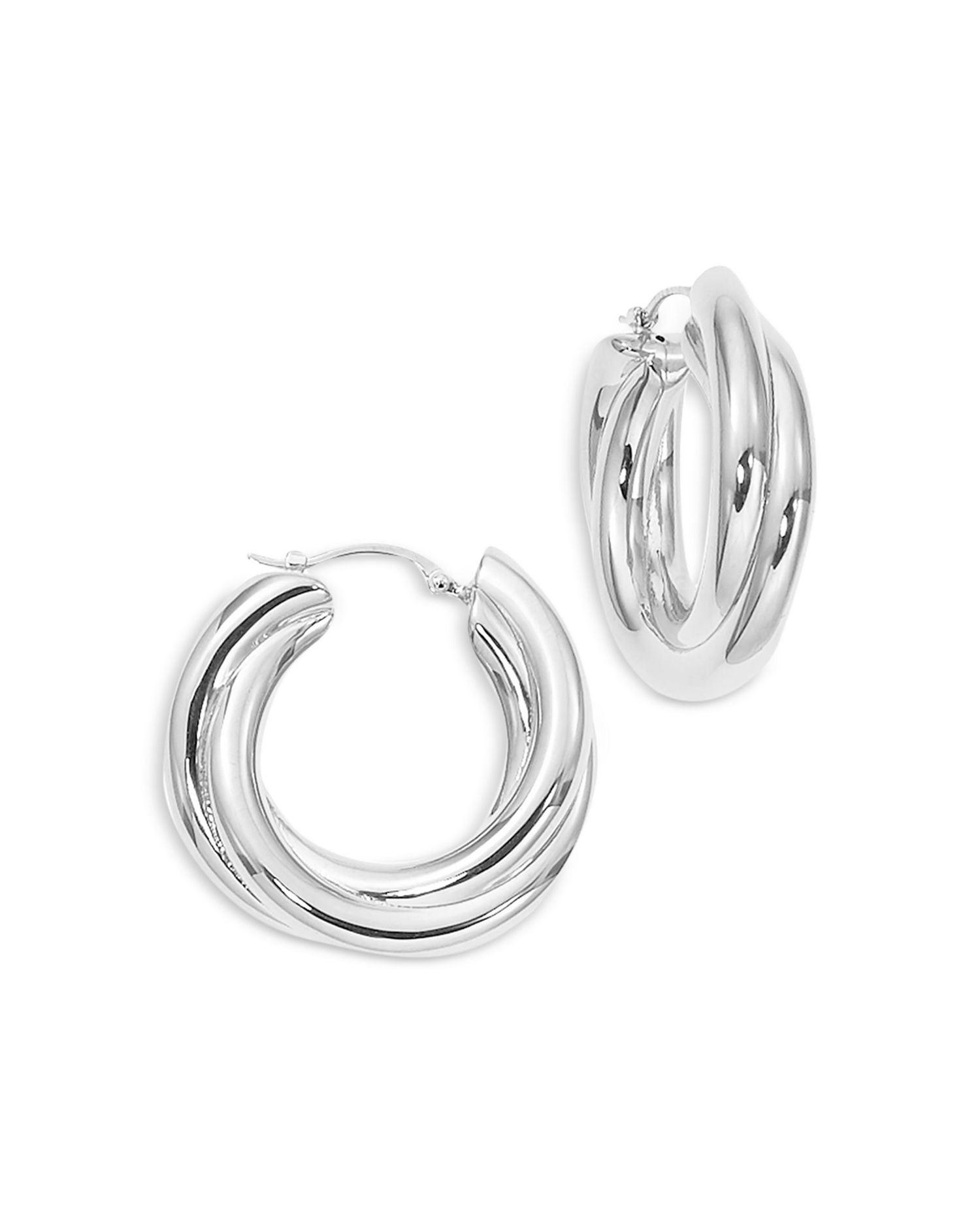 Triple Twist Medium Hoop Earrings in Sterling Silver