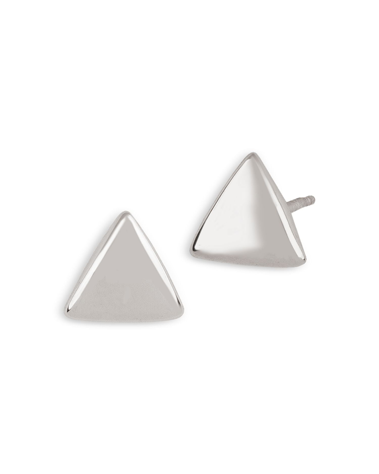 Flat Triangle Stud Earrings in Sterling Silver