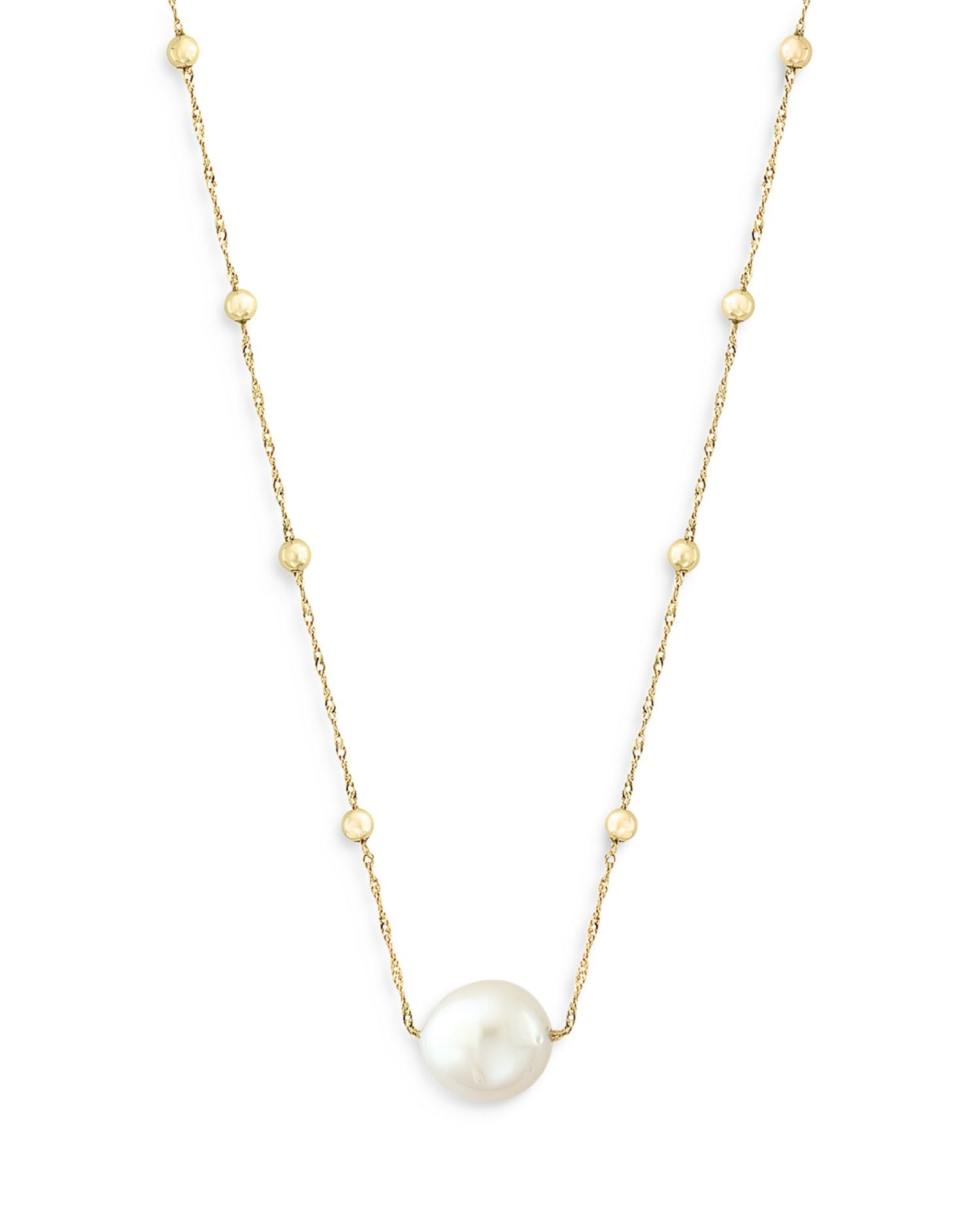South Sea Pearl Beaded Chain Pendant Necklace in 14K Yellow Gold, 18'