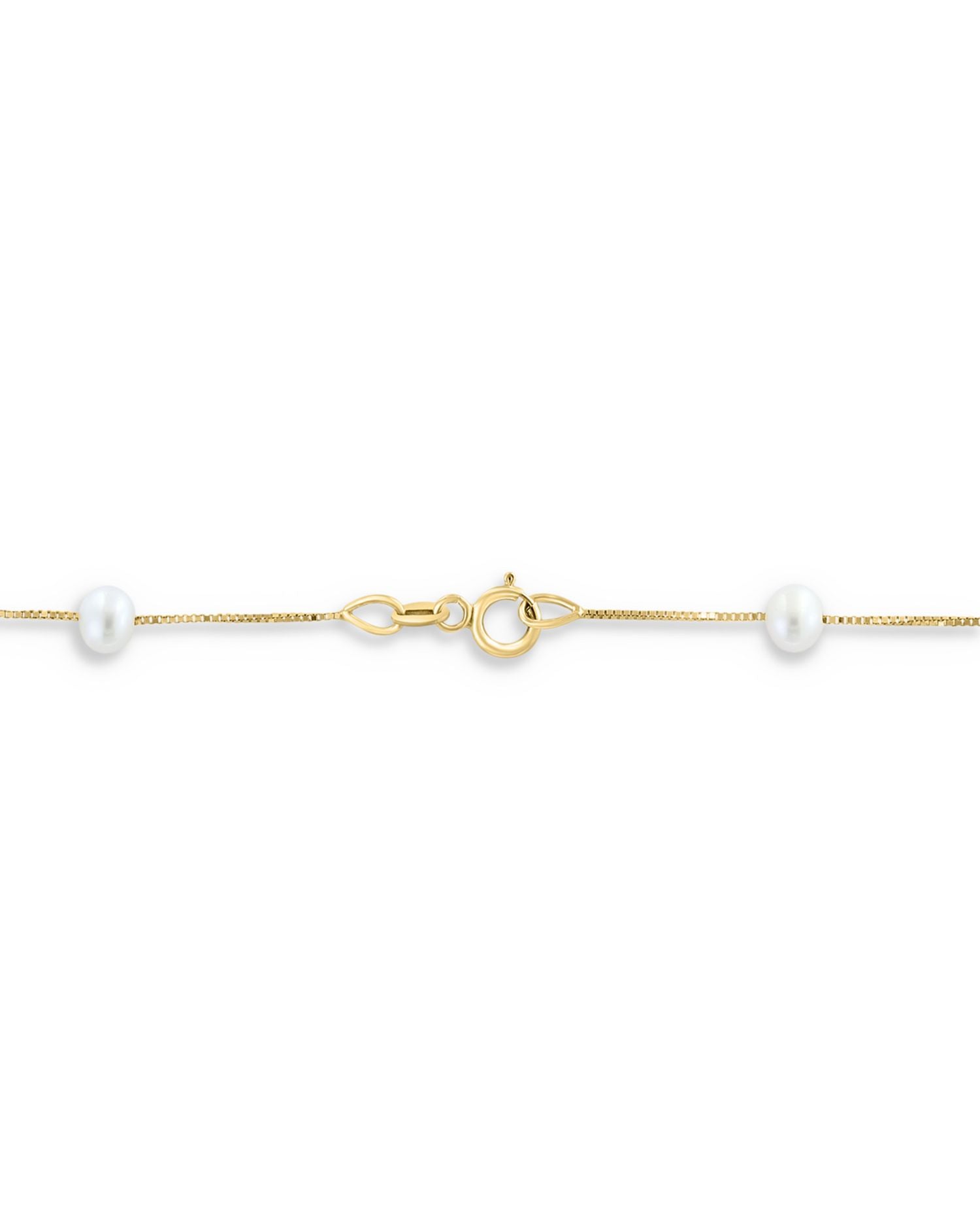 Cultured Freshwater Pearl & Polished Bead Station Collar Necklace in 14K Yellow Gold, 18"
