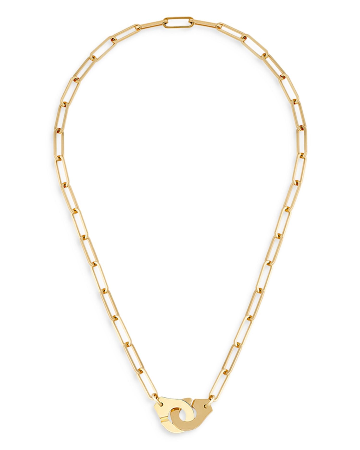 18K Yellow Gold Menottes Interlocking Clasp Open Link Necklace, 17.5'