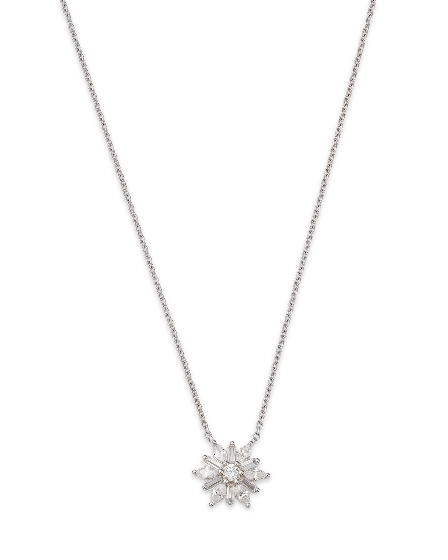 Diamond Starburst Pendant Necklace in 14K White Gold, 0.45 ct. t.w., 18'-XX'
