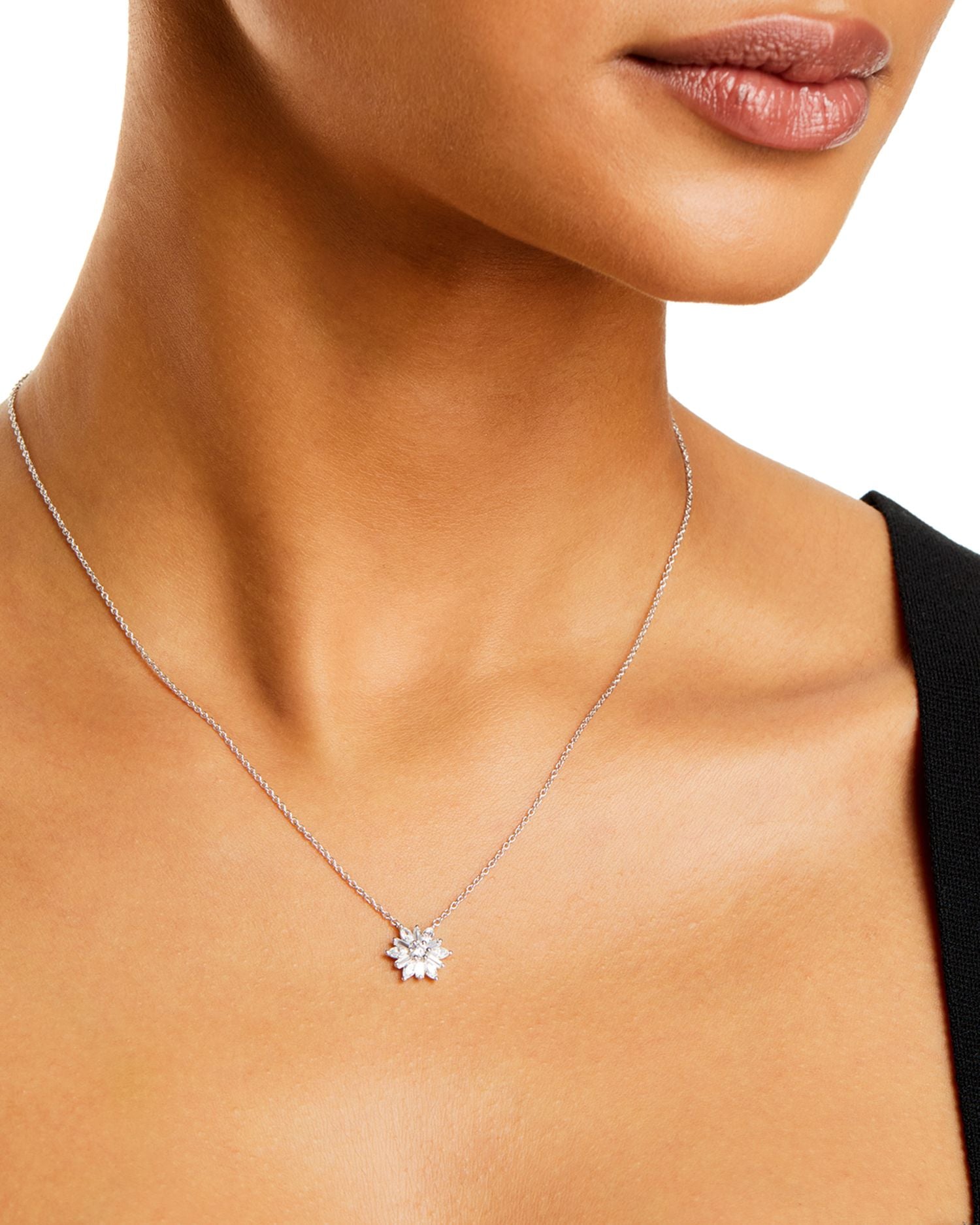Diamond Starburst Pendant Necklace in 14K White Gold, 0.45 ct. t.w., 18'-XX'