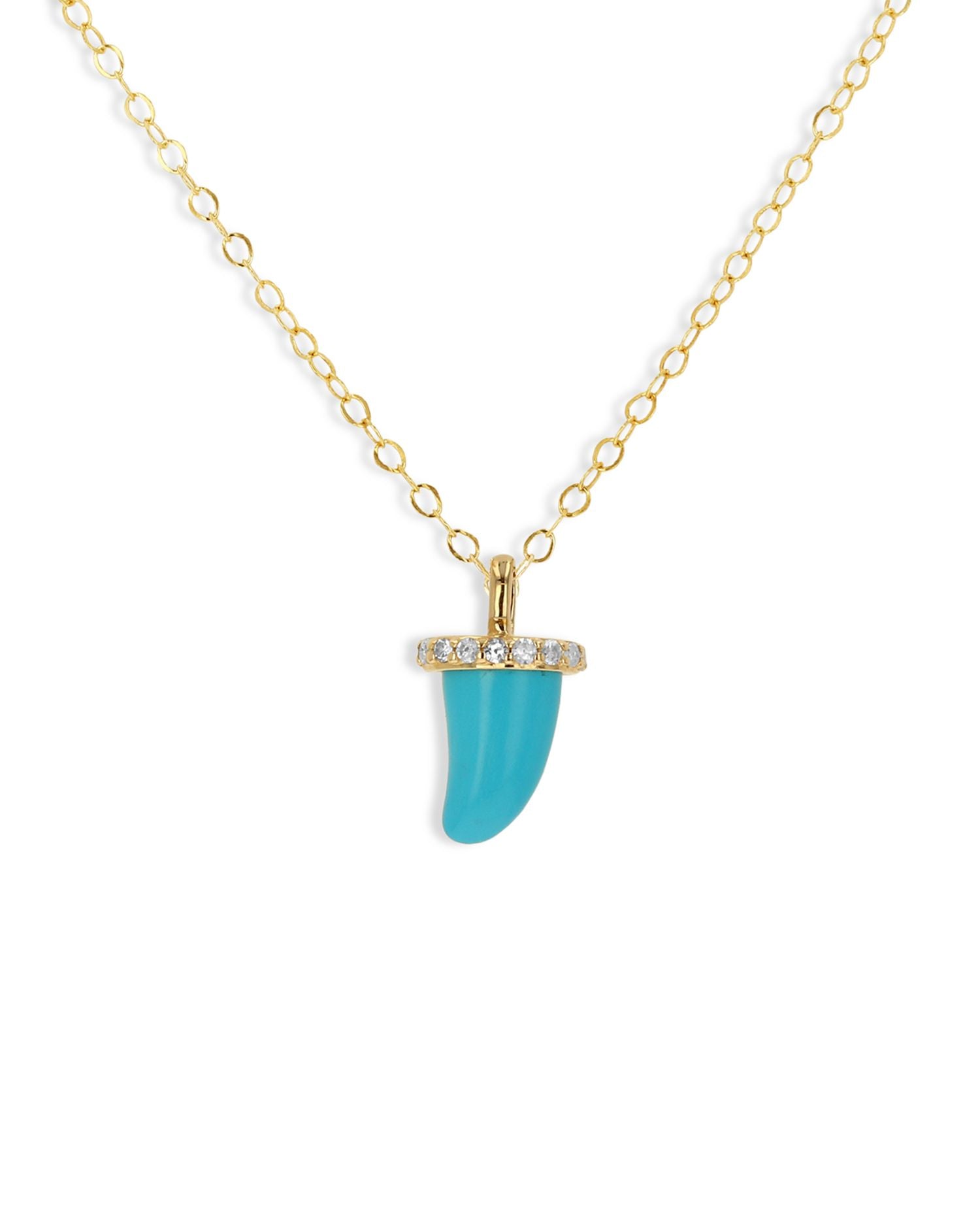 14K Yellow Gold Turquoise Composite & Diamond Pendant Necklace, 18-20'