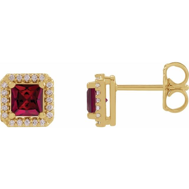 1.6Ct Lab-grown and Natural Diamond Halo Earrings in 14K Yellow Gold