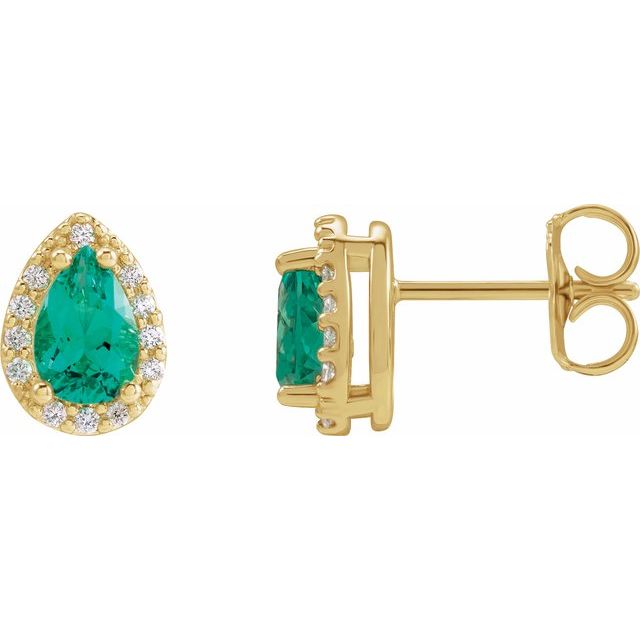 0.05Ct Emerald-Cut Lab-grown and Natural Diamond Halo Earrings in 14K White Gold