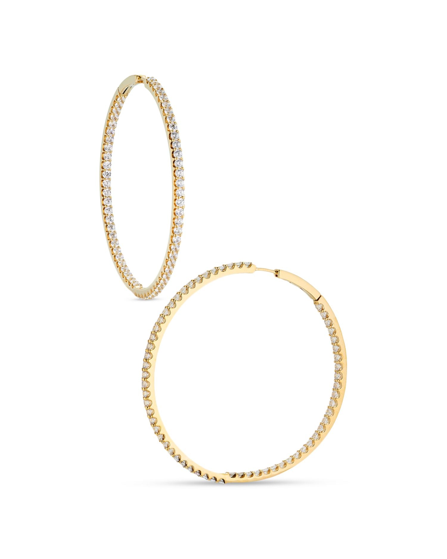 Pavé Inside Out Hoop Earrings in 18K Gold Plated or Rhodium Plated