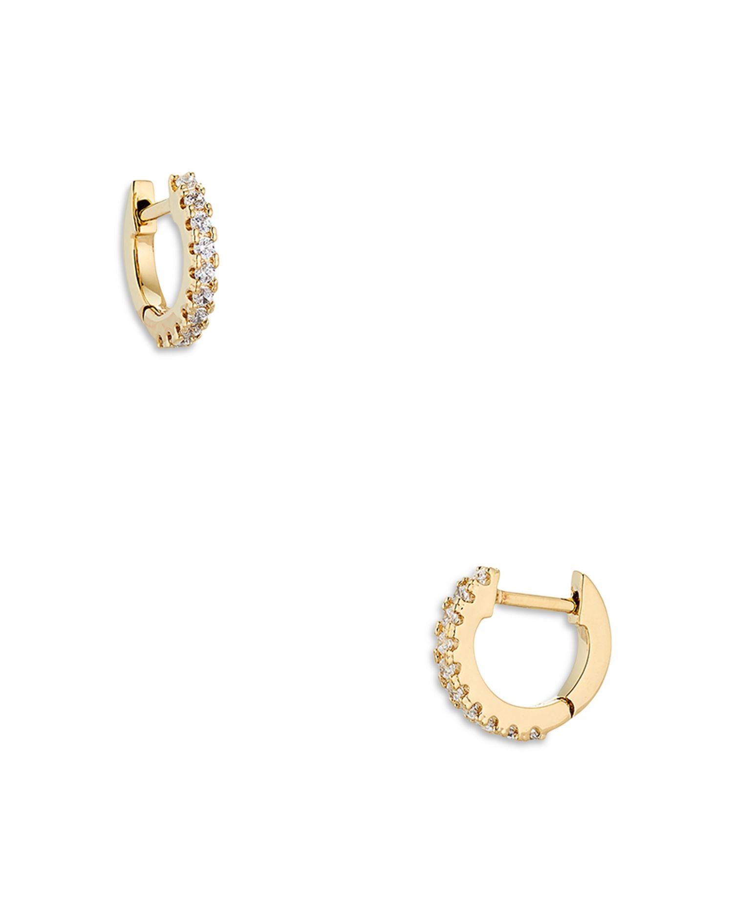 Pavé Huggie Hoop Earrings in 18K Gold Plated or Rhodium Plated